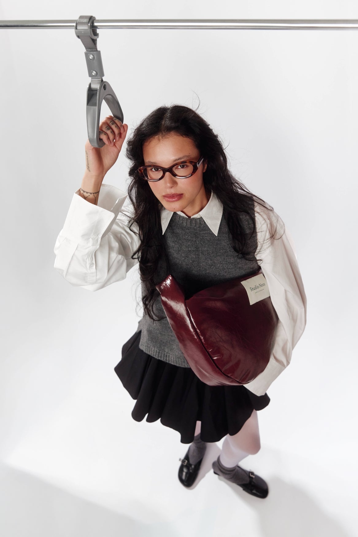 Studio Noos Vegan Leather Cross Body Bag Umhängetasche Burgundy
