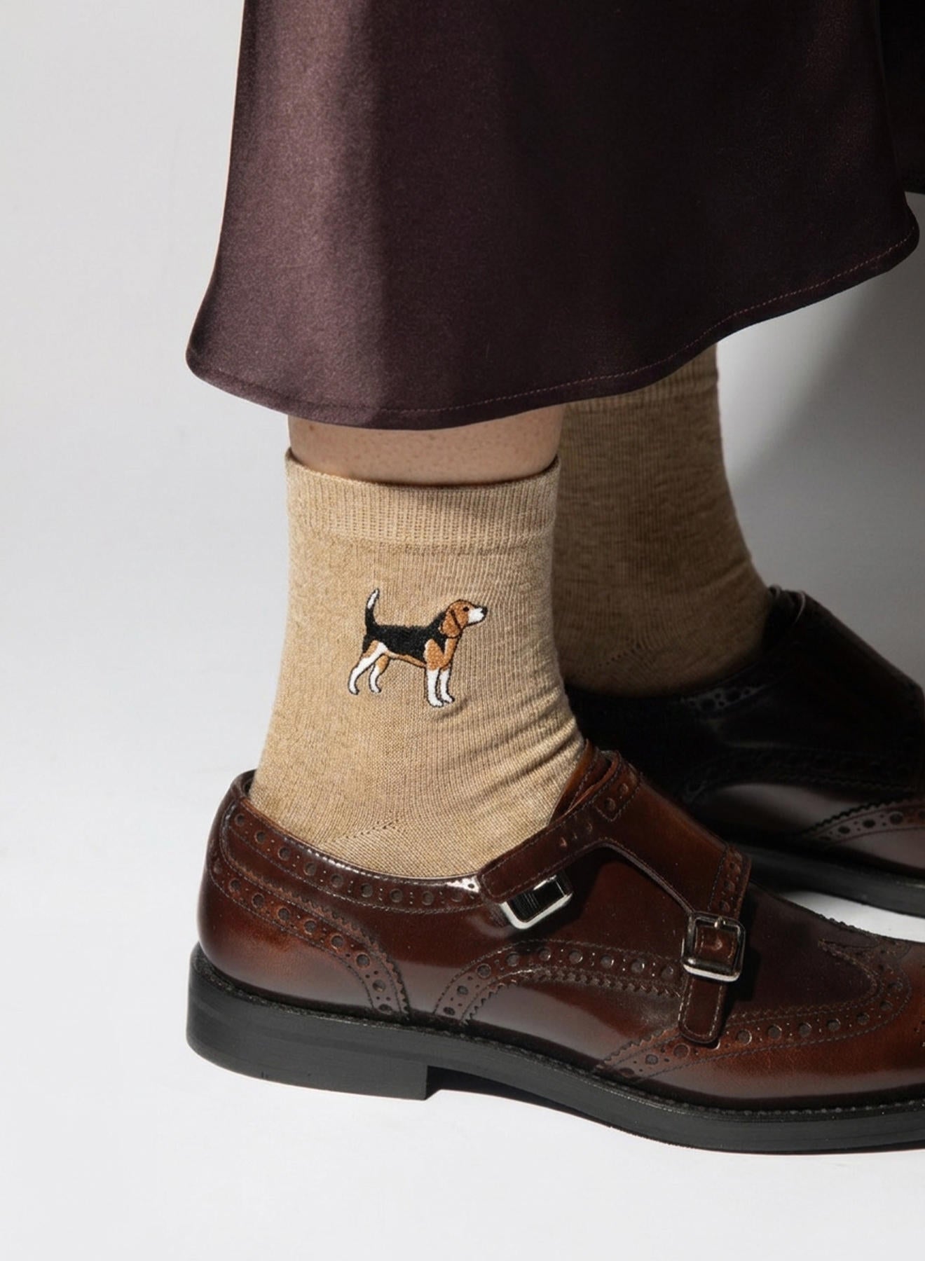 Maria la Rosa Setter Socks Seidensocken Nocciola Hund