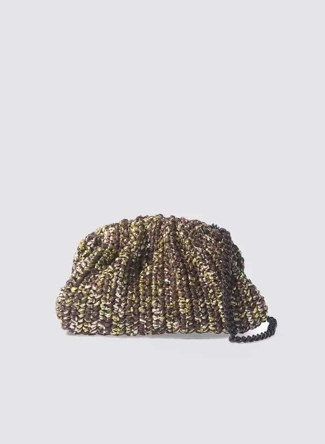 Maria la Rosa Earth Crochet Clutch Blau Raffia