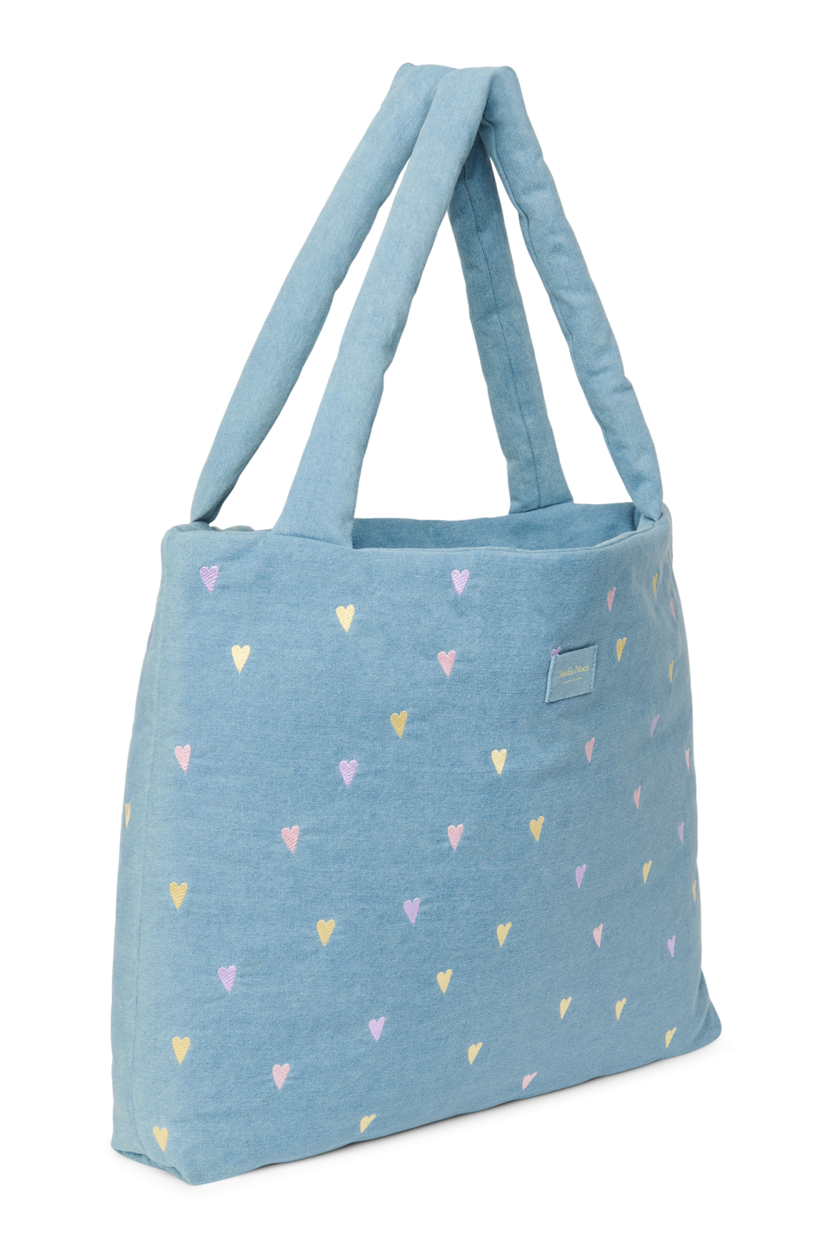 Studio Noos Denim Mom Bag Tasche Light Blue Hearts Jeans