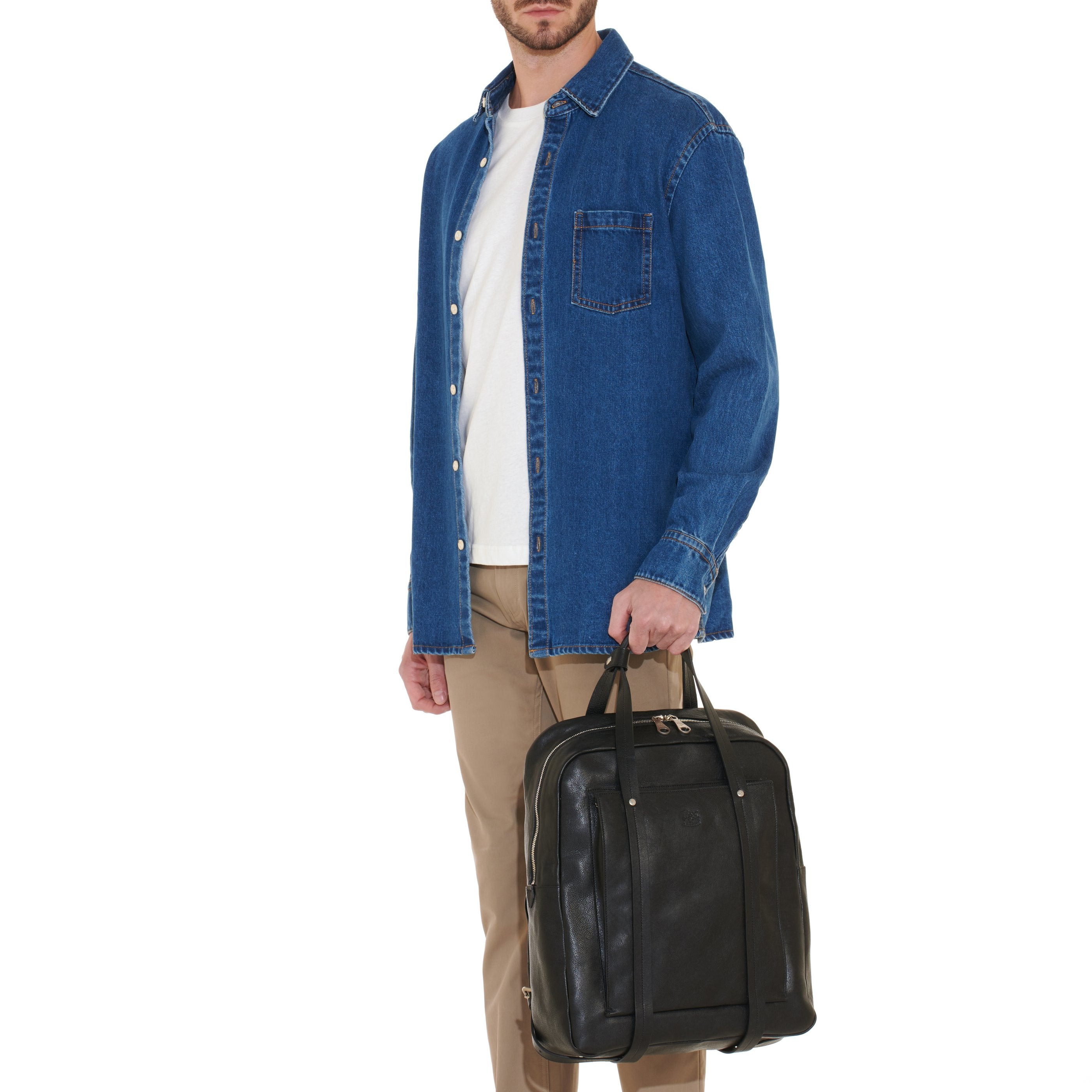 Il Bisonte Trebbio Lederrucksack Schwarz