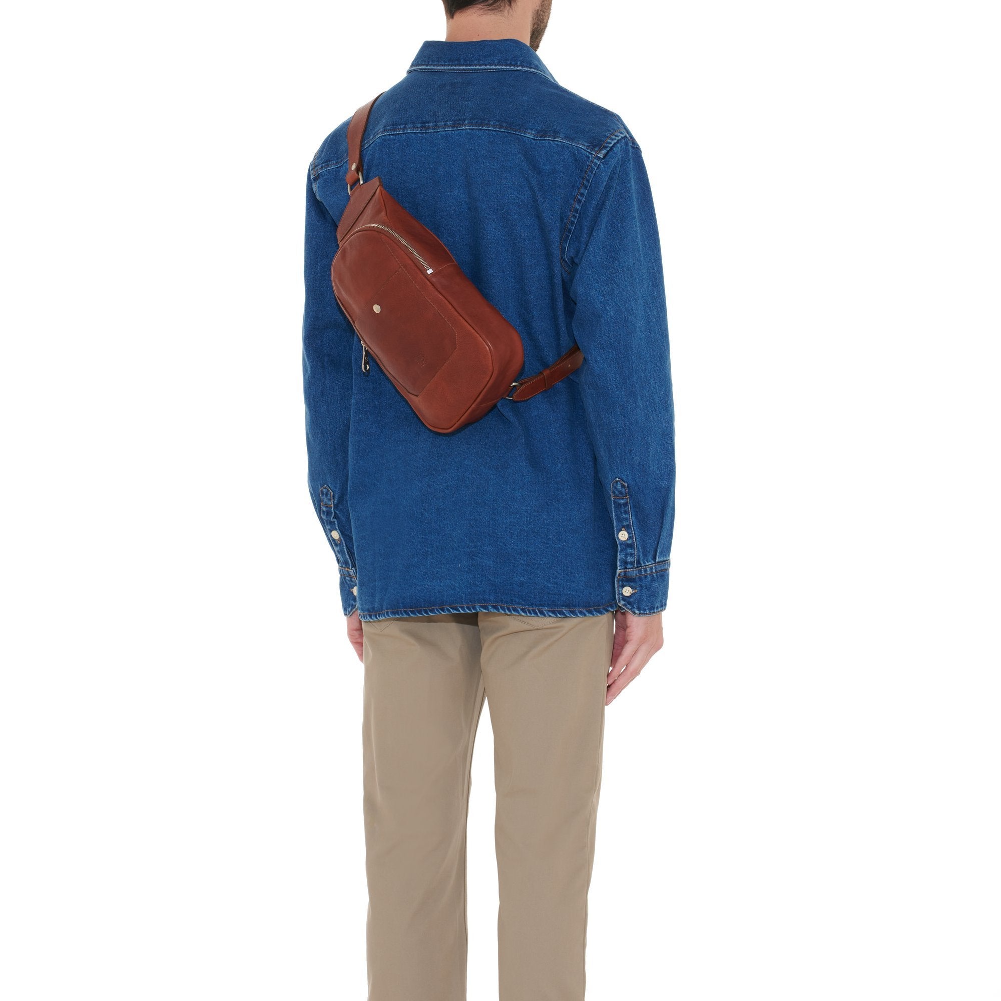 Il Bisonte Cosimo Sling-Rucksack Sepia Vintage-Rindsleder