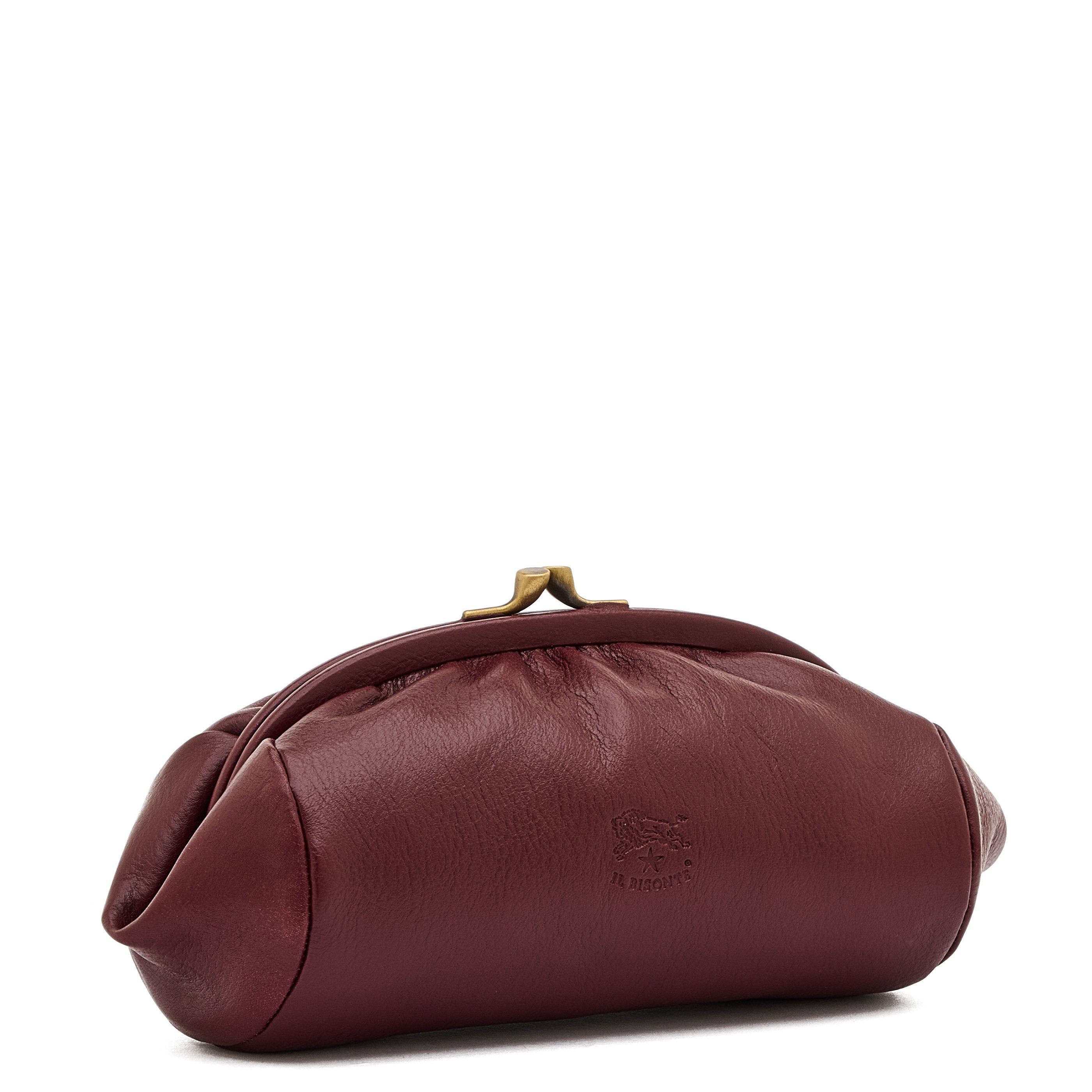 Il Bisonte Kosmetiktasche Leder amarena Druckknopf