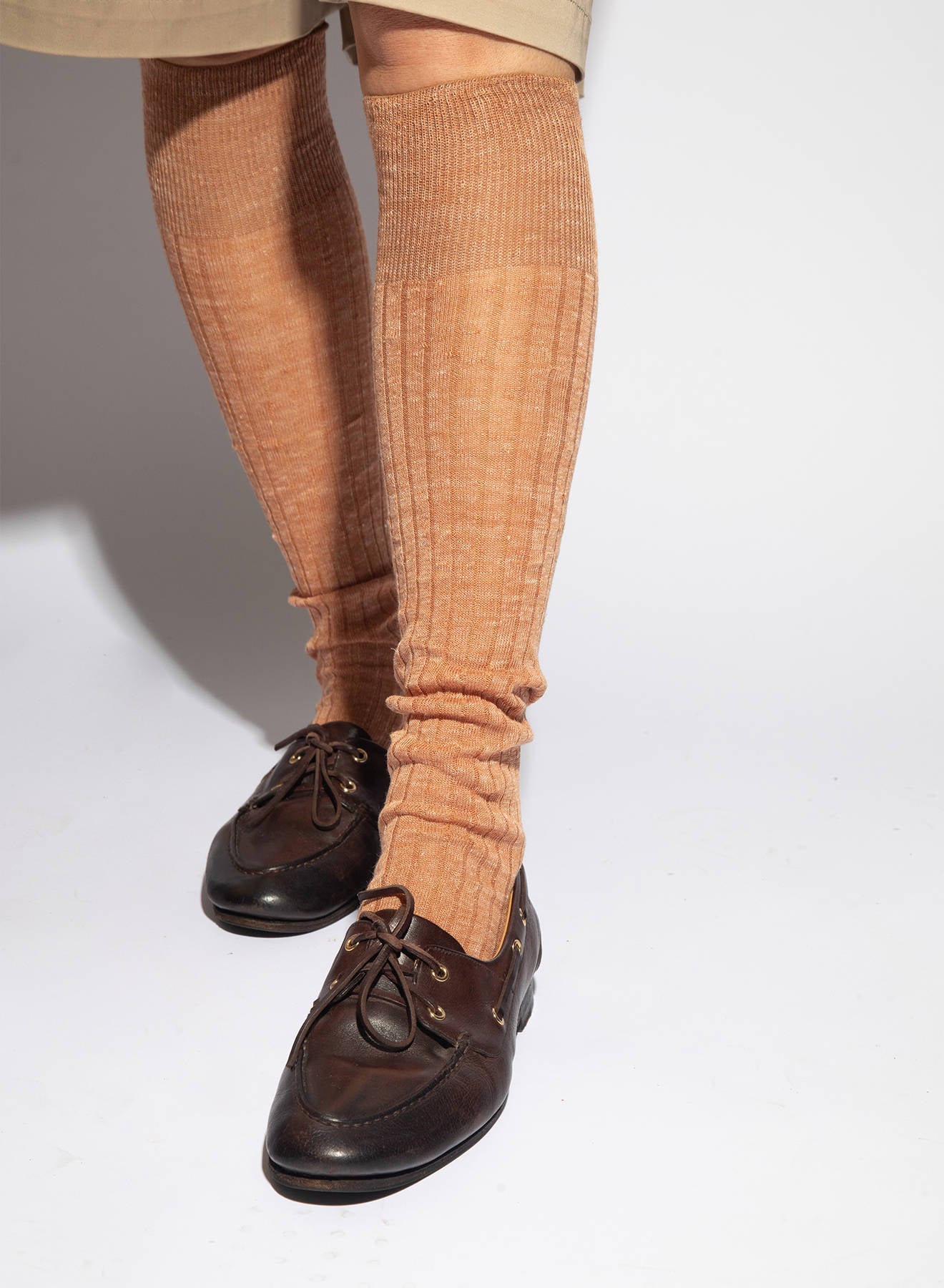 Maria la Rosa Leinensocken Rust Grobstrick