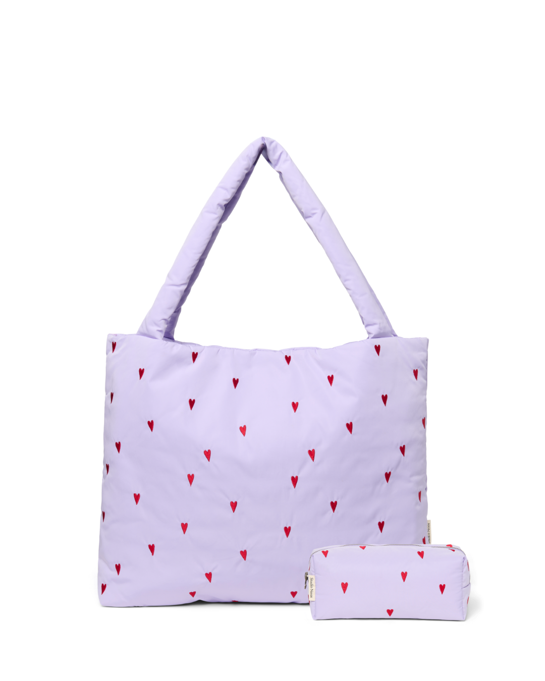 Studio Noos Classic Puffy Geschenkset Purple Hearts Tasche