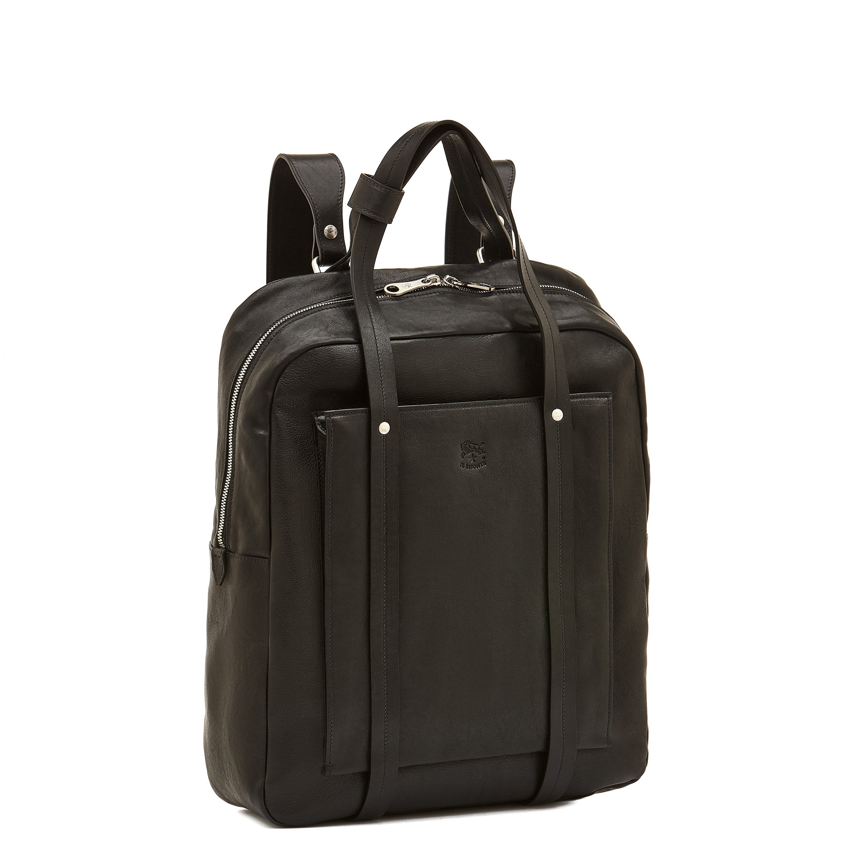 Il Bisonte Trebbio Lederrucksack Schwarz