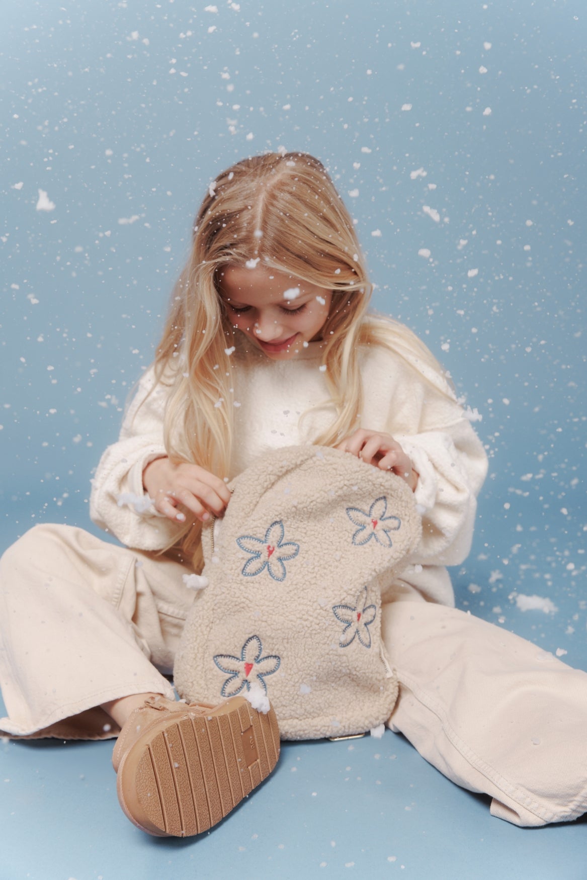 Studio Noos Teddy Mini-Rucksack Ecru Flower Heart