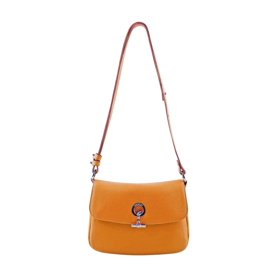 Lamarthe Paris Umhängetasche Orange Vollleder