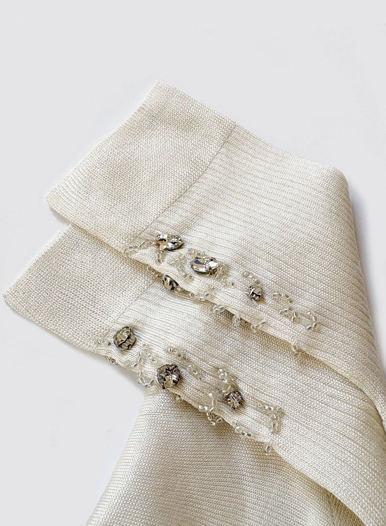 Maria la Rosa Luxury Socks Seidensocken Off White Strass
