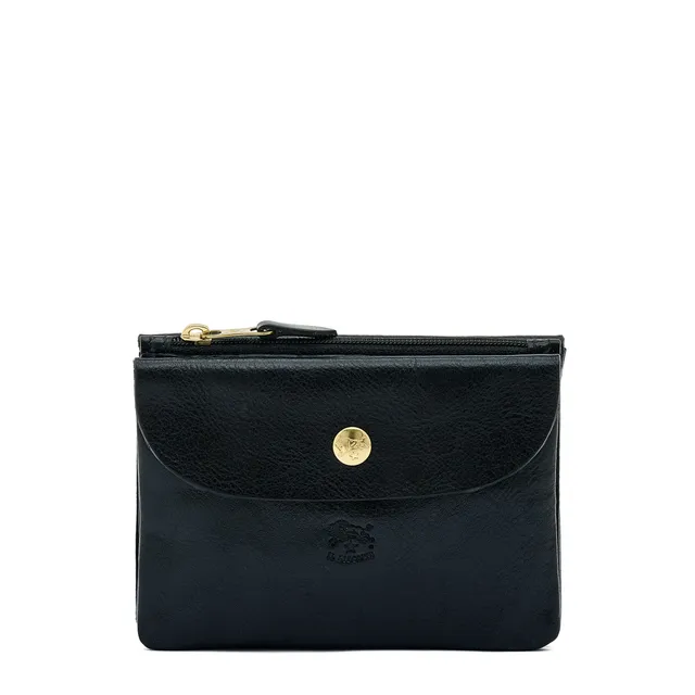 Il Bisonte Lederbeutel Bustina Clutch Vollleder Schwarz