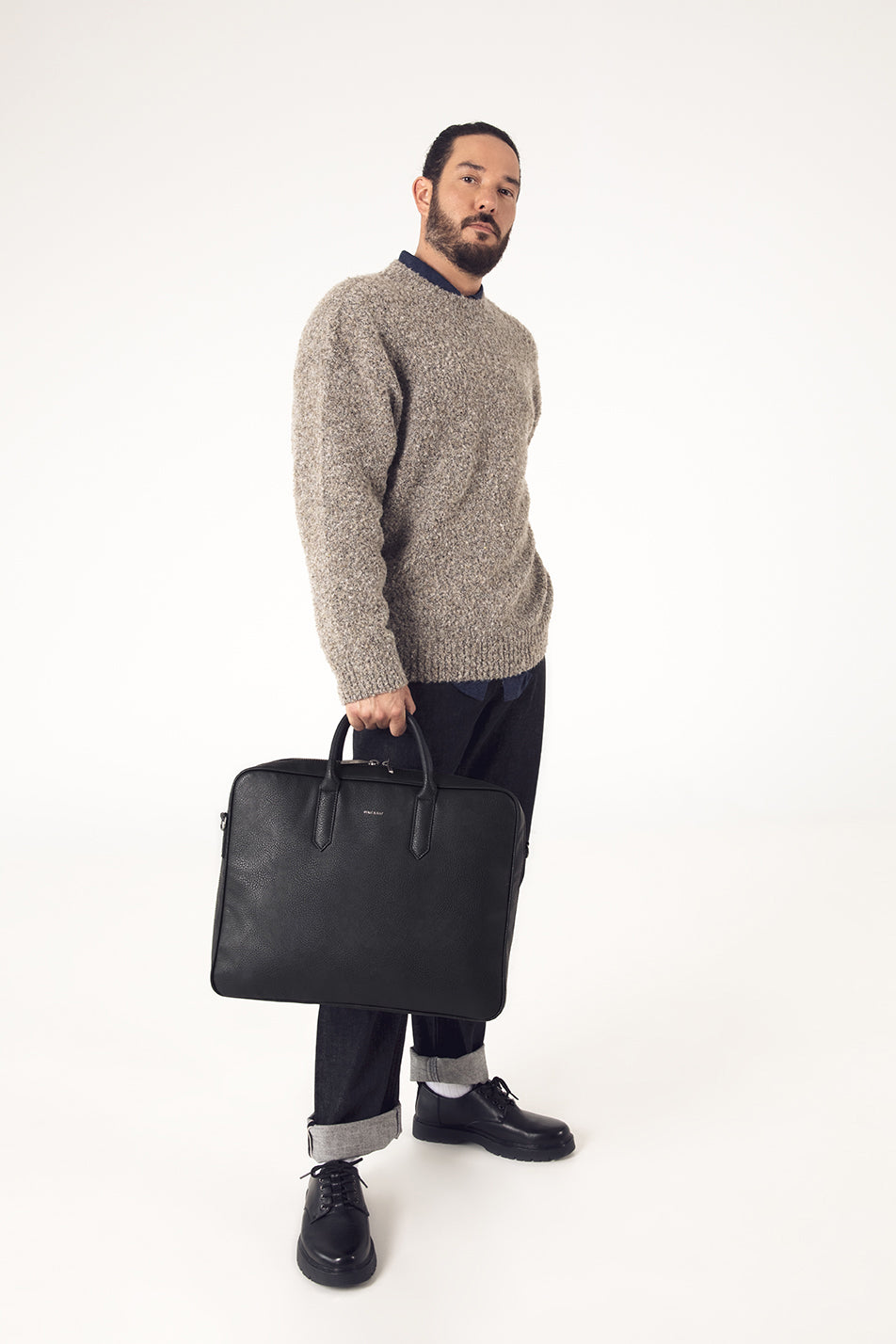 Matt & Nat ELON Grain Aktentasche schwarz vegan
