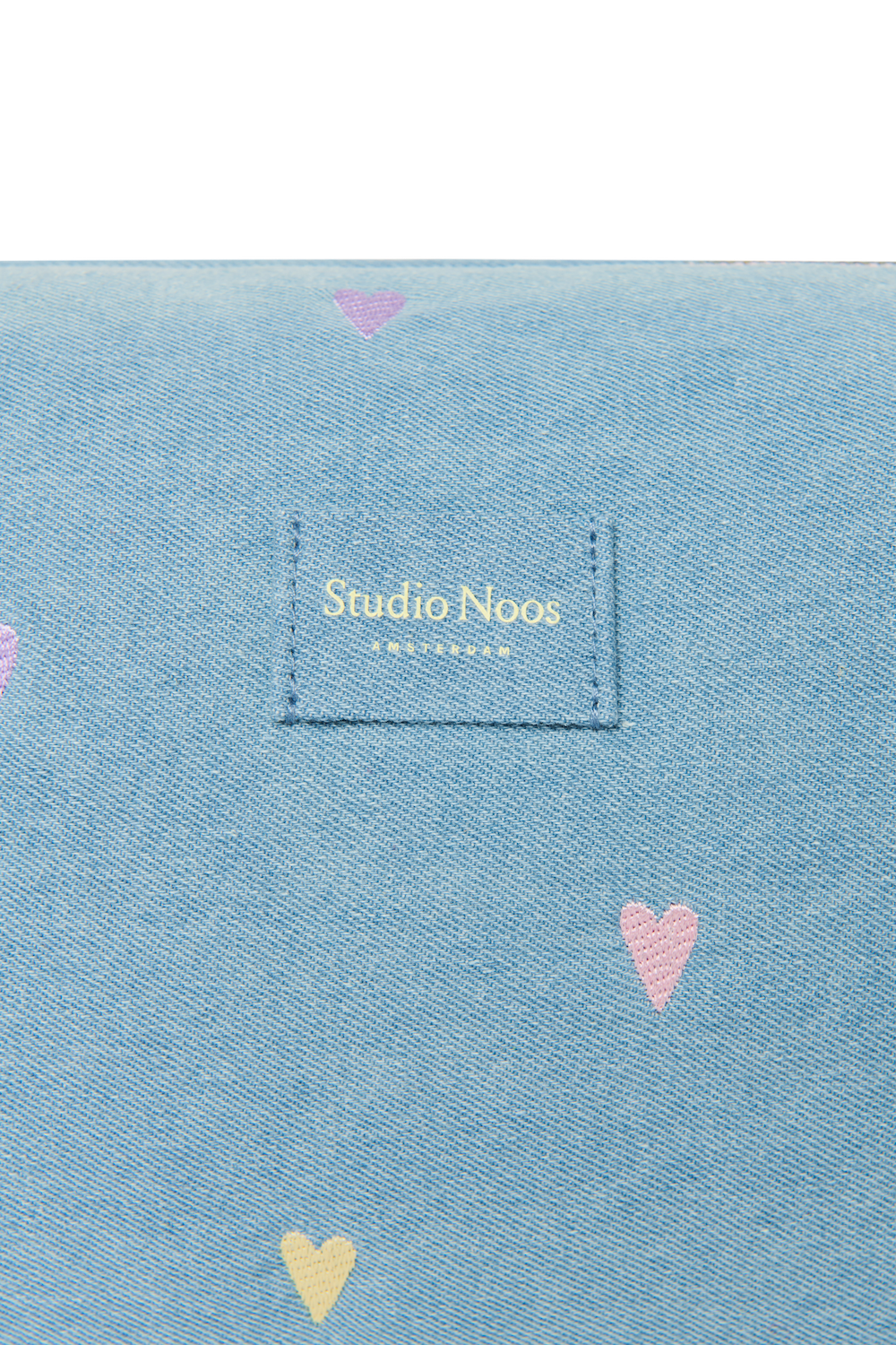 Studio Noos Denim Toiletry Bag Kosmetiktasche Light Blue Hearts