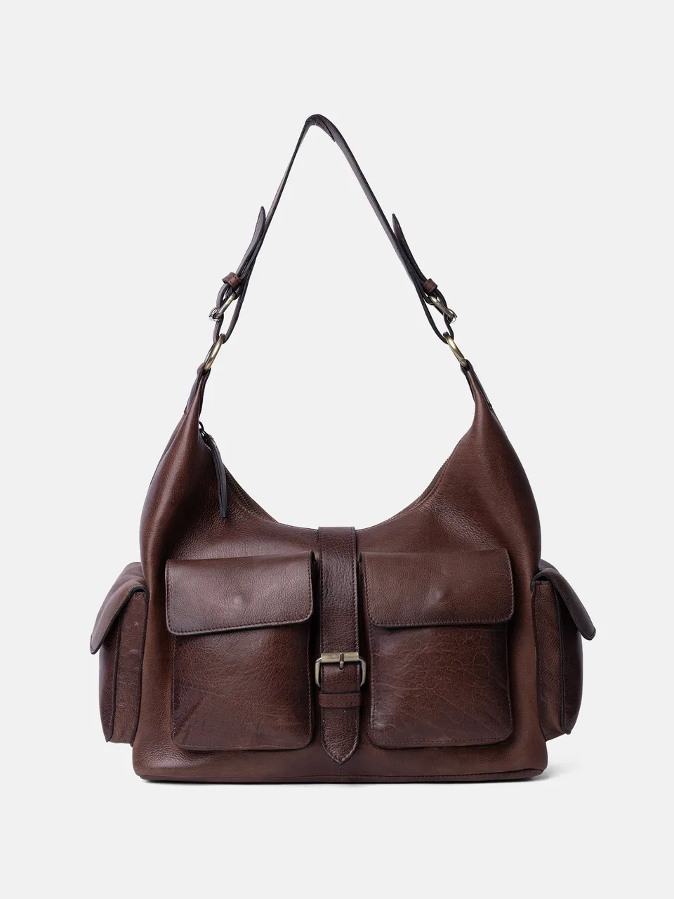 RE:DESIGNED Solvej Large Schultertasche Woodsmoke Vollleder