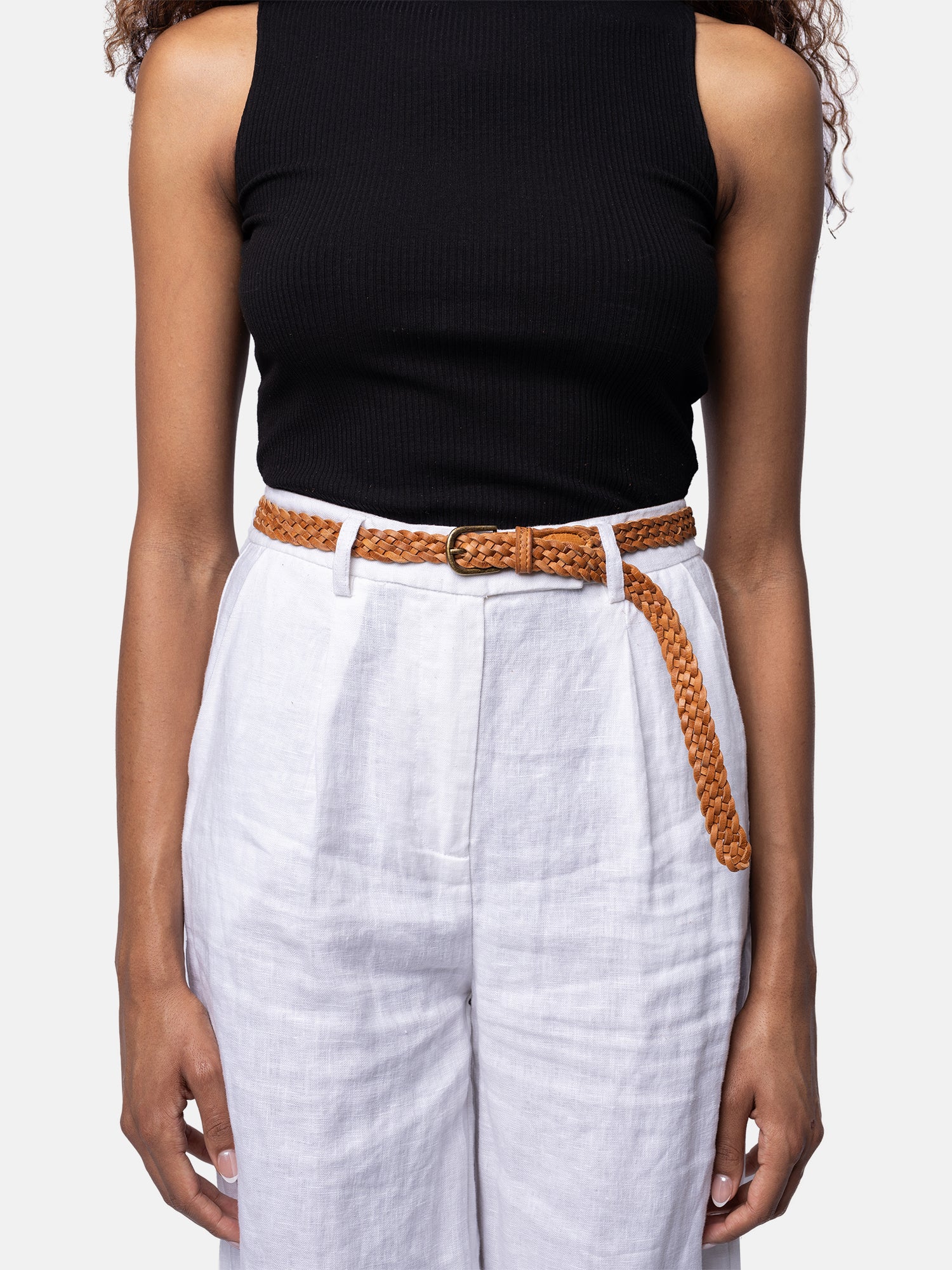 RE:DESIGNED Hazel 5292 Flechtgürtel Burned Tan Leder