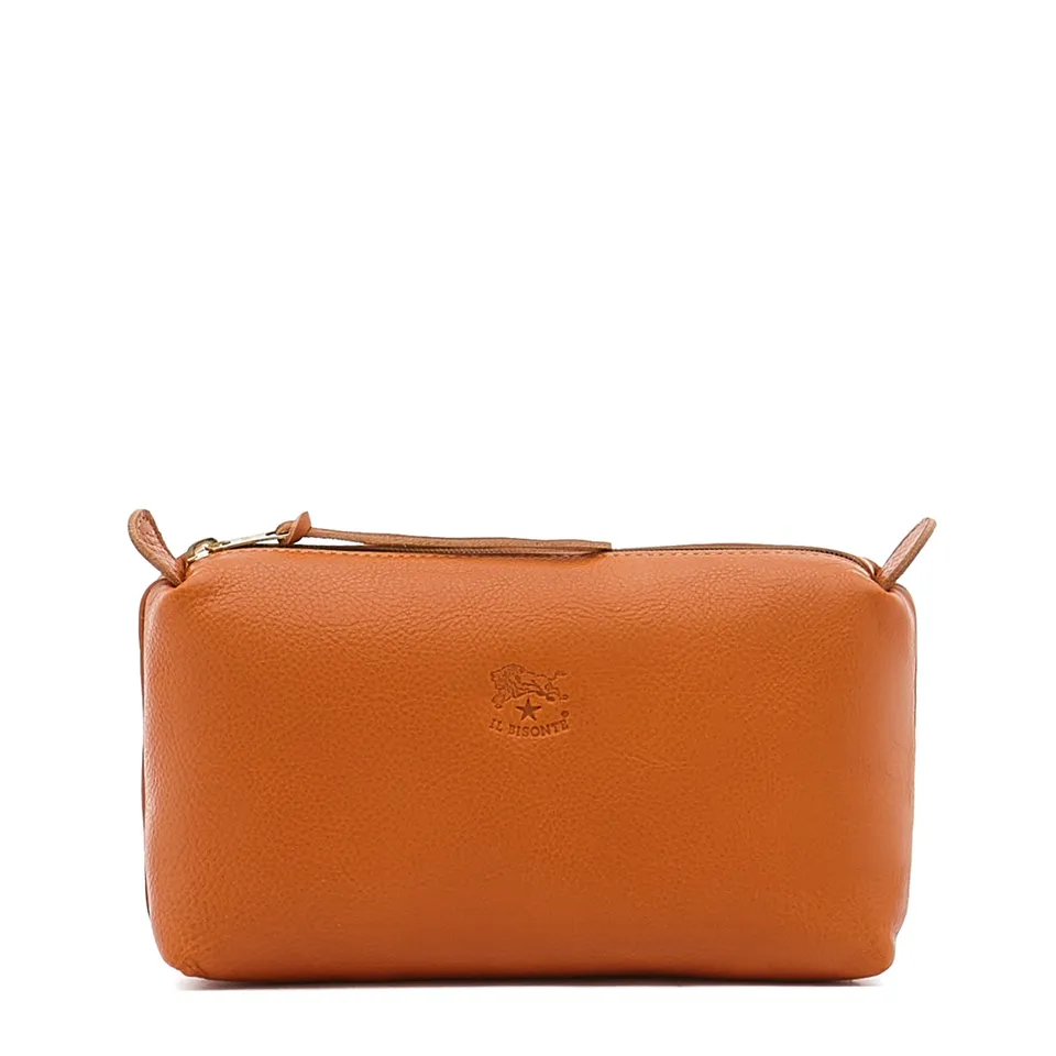 Il Bisonte Beautycase Kosmetiktasche Karamell Vollleder