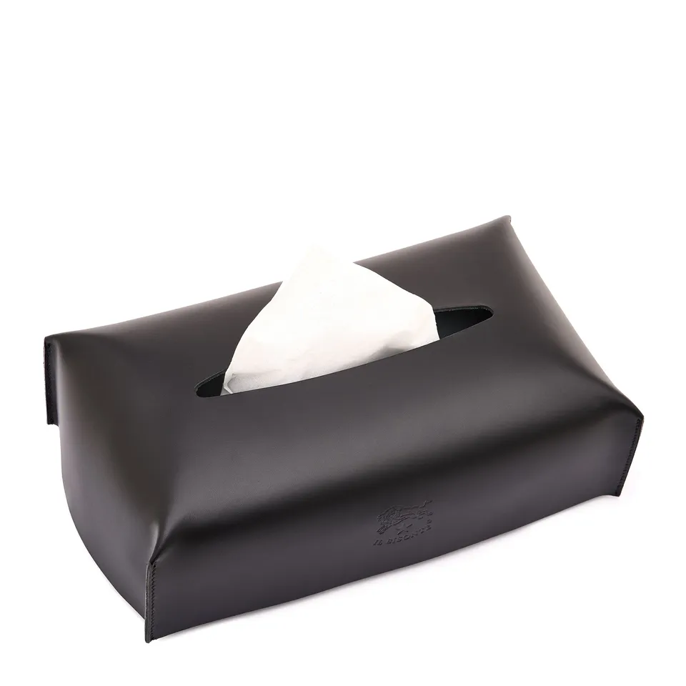 Il Bisonte Home Tissuespender Schwarz Rindsleder