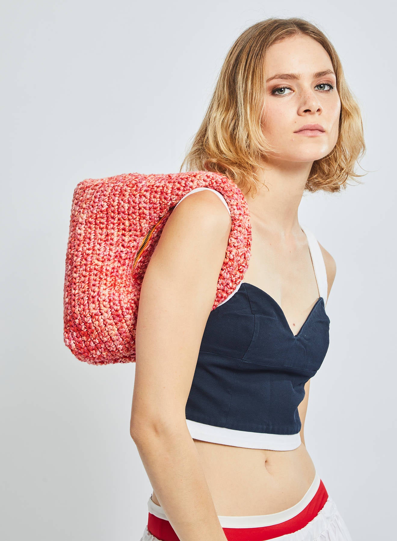 Maria la Rosa Kiona Schultertasche Orange Baumwolle