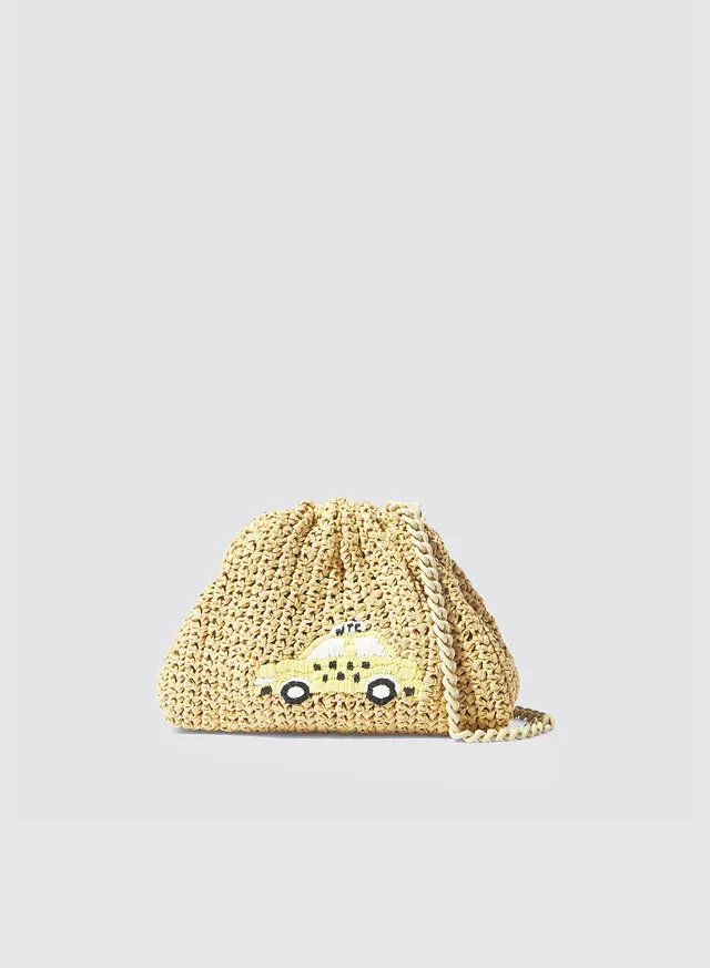 Maria la Rosa NY Mini Bag Crochet Taxi Clutch Natural Raffia