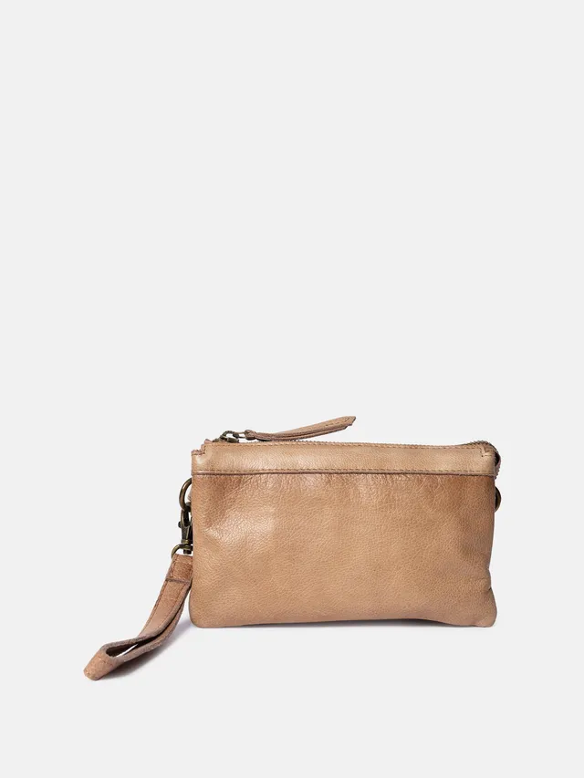 RE:DESIGNED Lisa Urban Clutch Taupe Vollleder