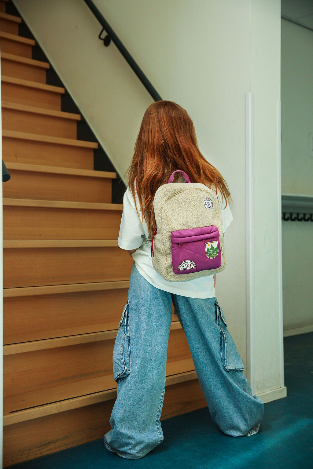 Studio Noos Teddy Midi Rucksack Ecru Purple ab 6 Jahren