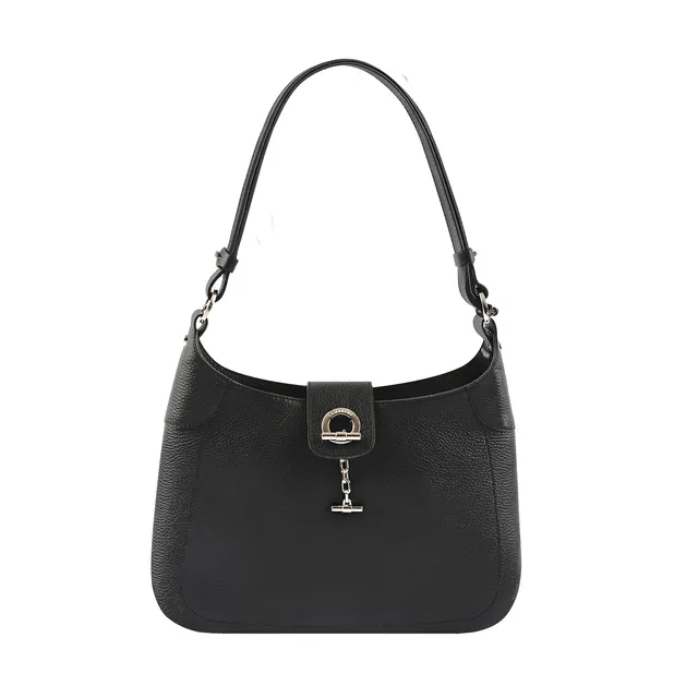 Lamarthe Paris Umhängetasche Schwarz Vollleder