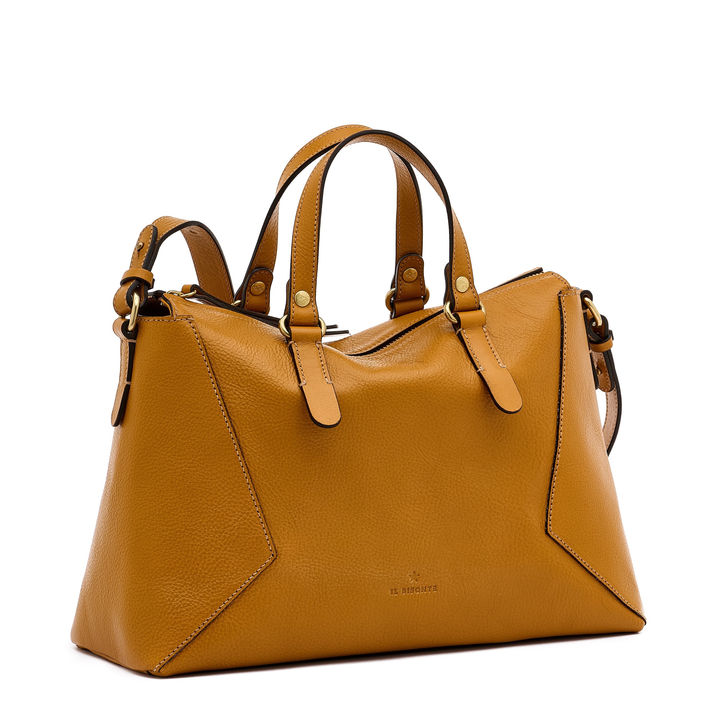Il Bisonte Storia Boston Handtasche Leder narzissengelb