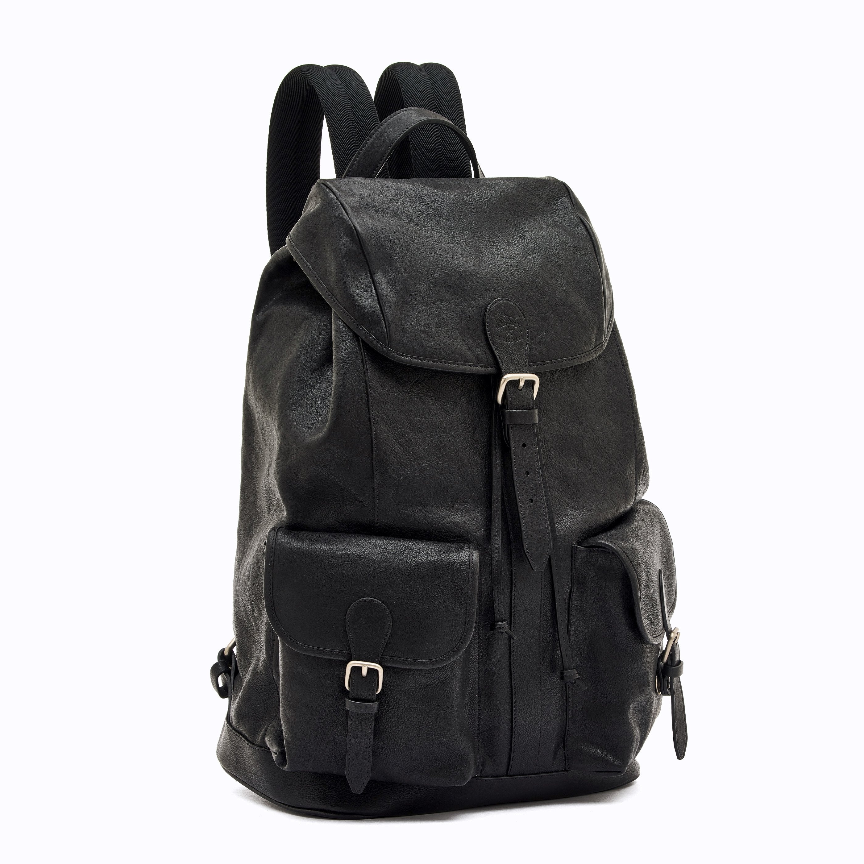 Il Bisonte 1990 Rucksack Herren Schwarz Vintageleder