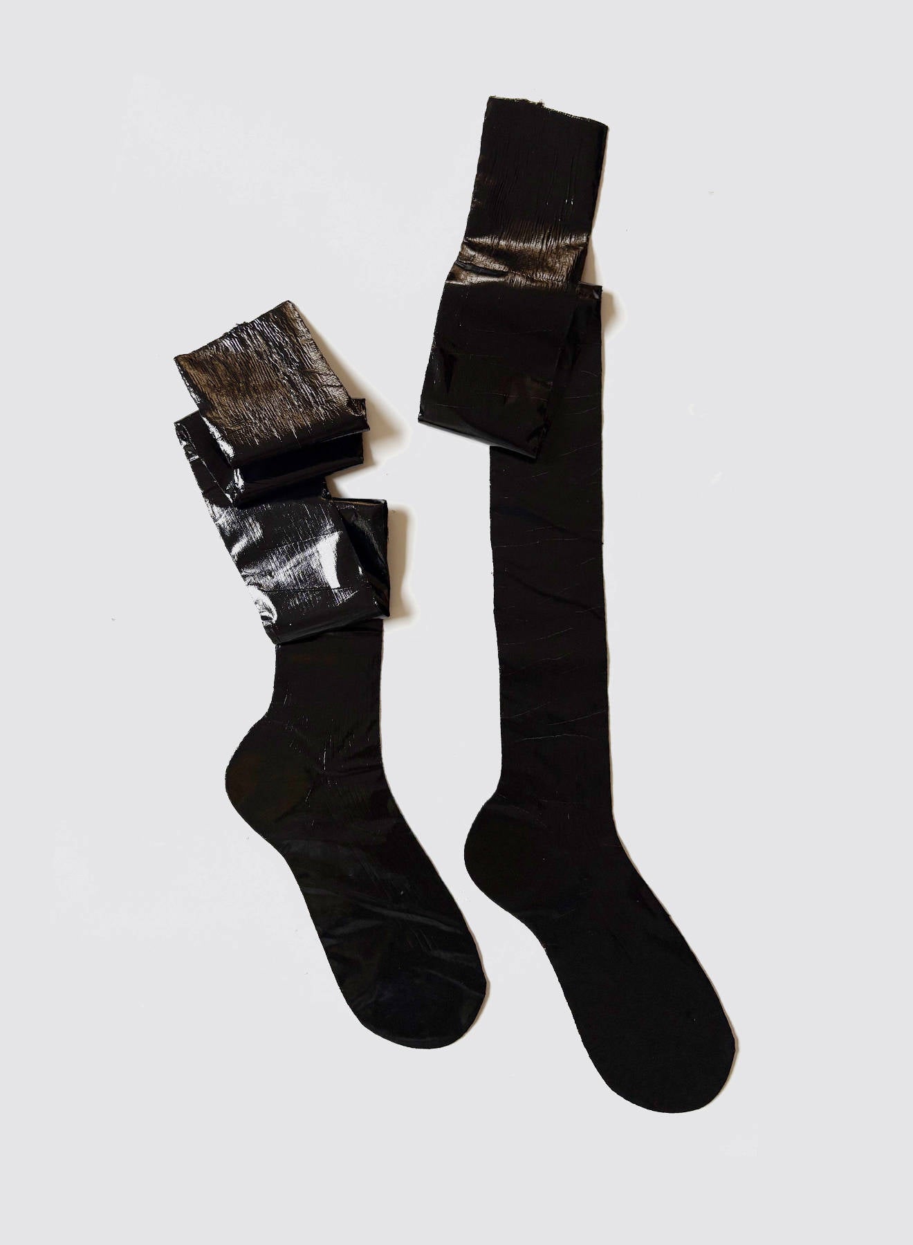 Maria la Rosa Overknee Socken Silver Seide Damen