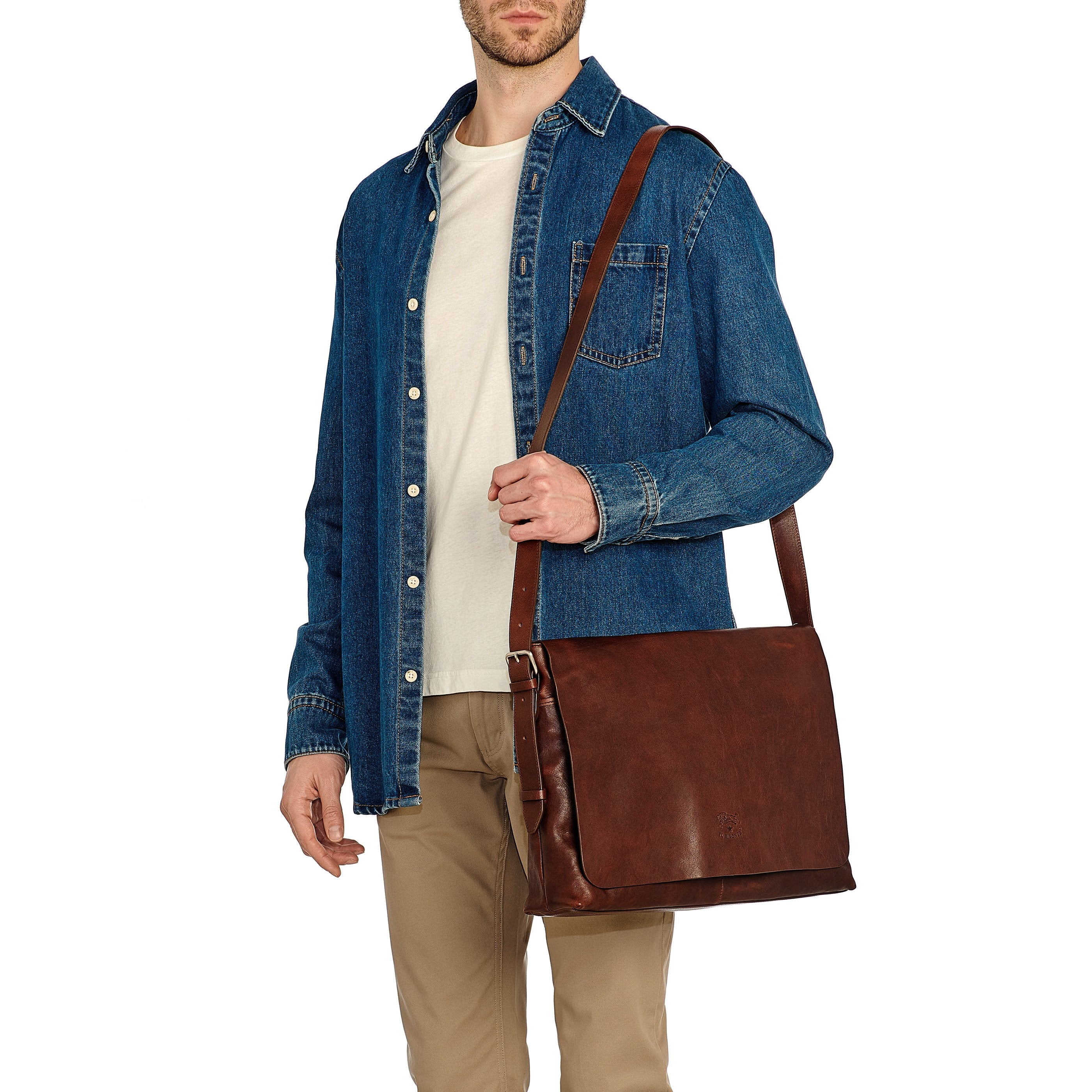 Il Bisonte Brolio Messenger Vollleder kaffee