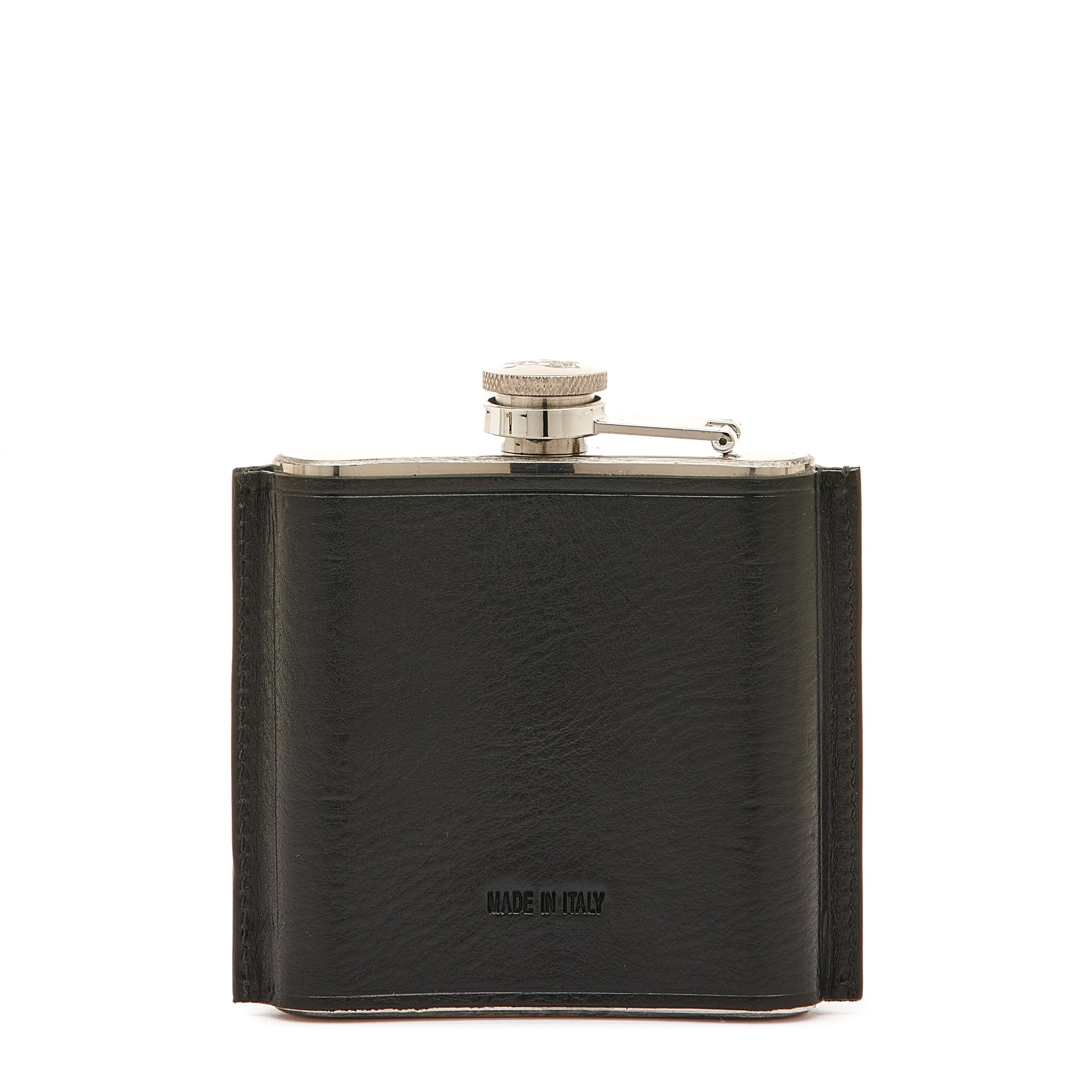 Il Bisonte Home Flachmann Vollleder schwarz Edelstahl
