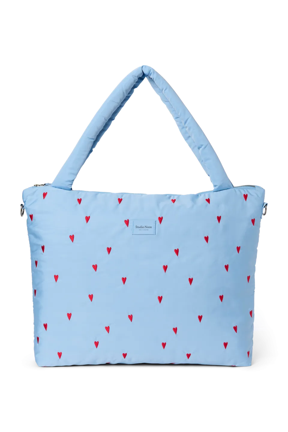 Studio Noos Puffy Wickeltasche Hellblau Herzen gesteppt