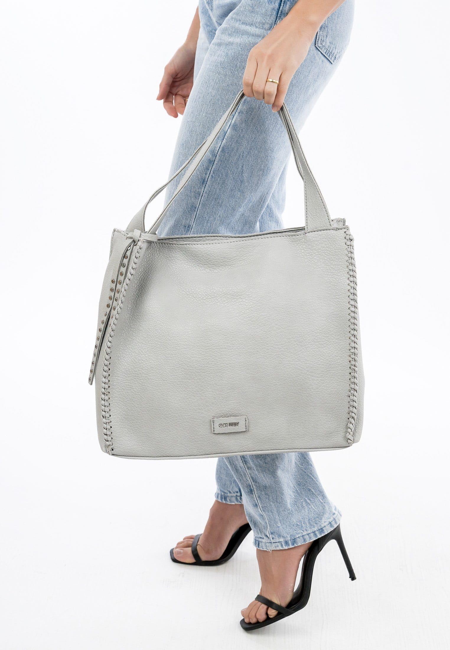 SURI FREY Franzy Cityshopper M Schultertasche Hellgrau DIN A4
