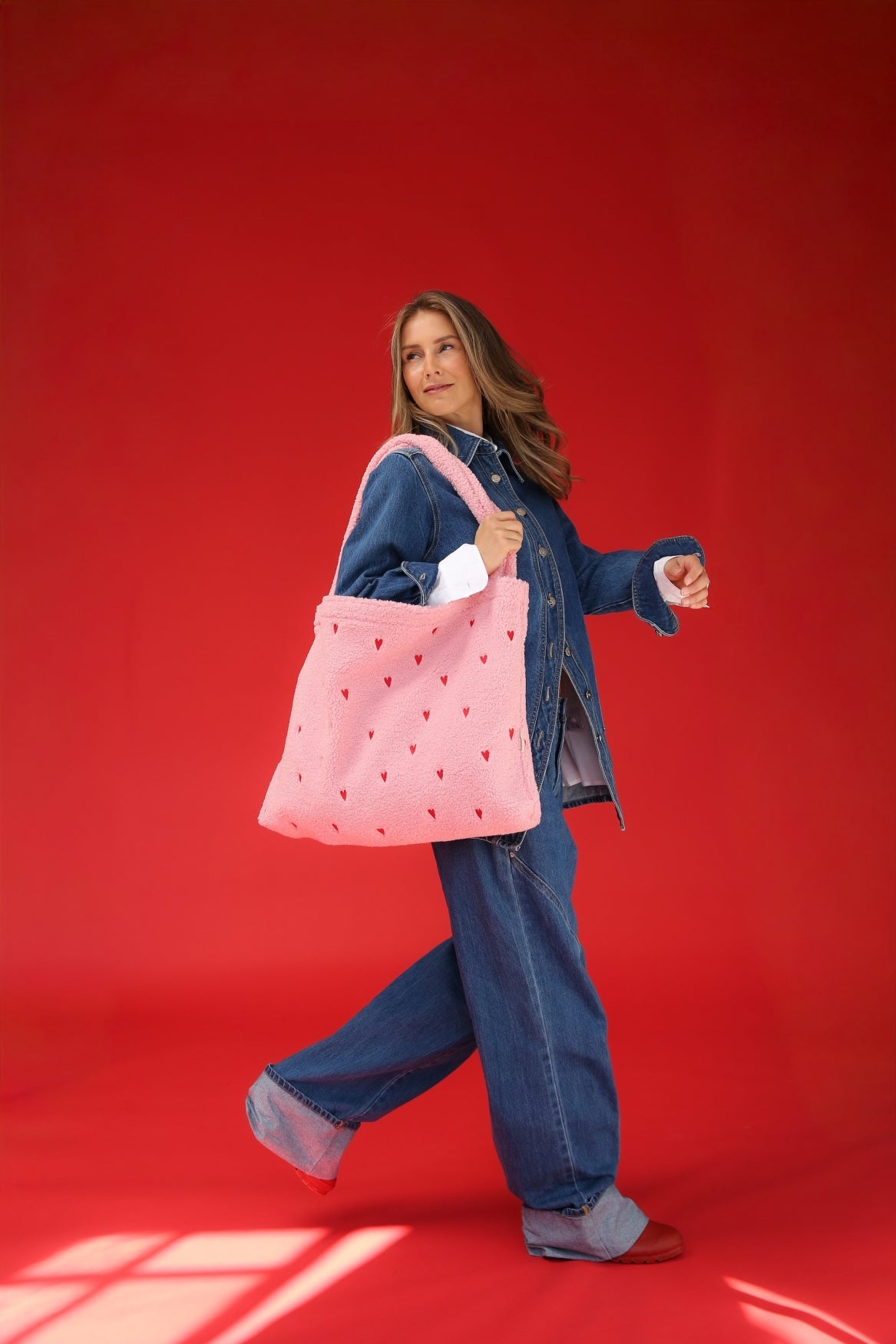 Studio Noos Teddy Shopper Light Pink Hearts rosa