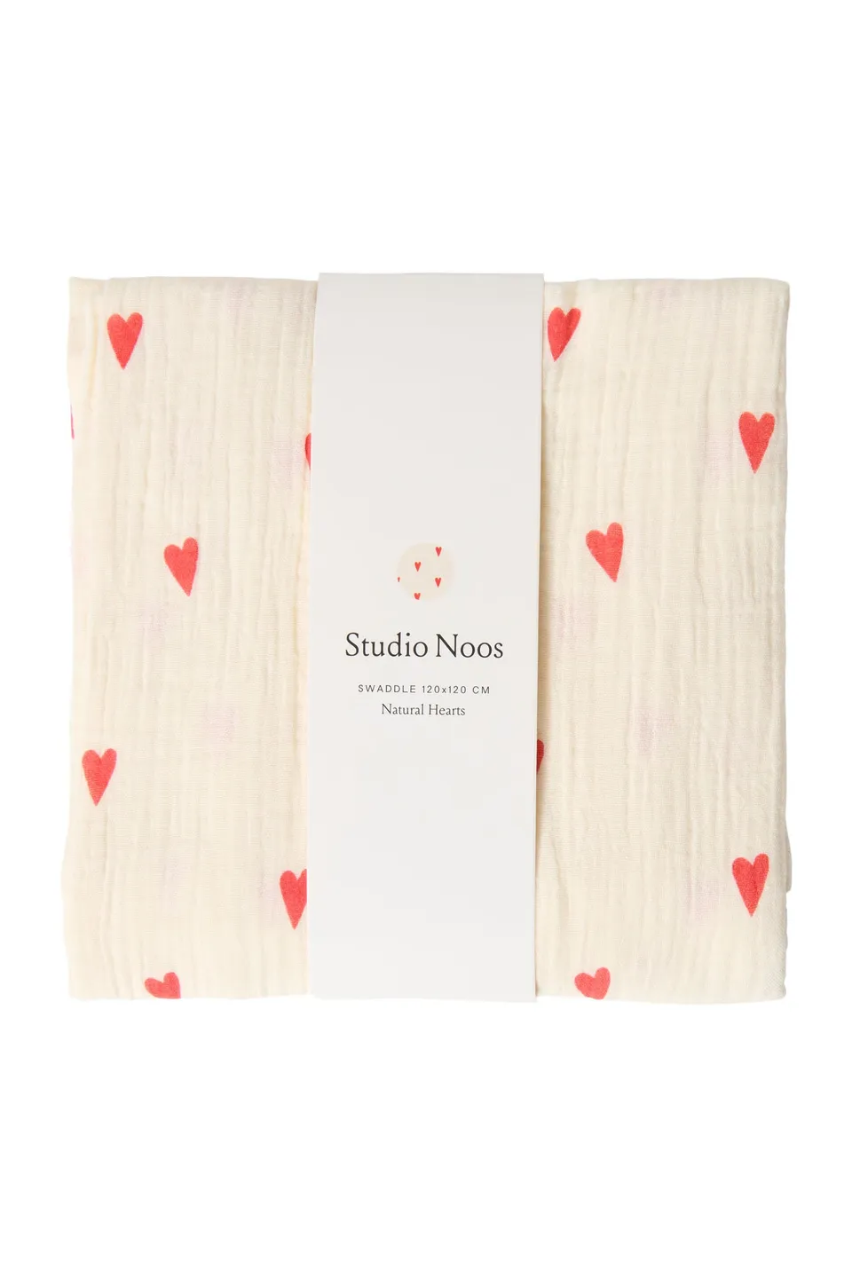 Studio Noos Swaddle Print Large Musselintuch Beige Hearts