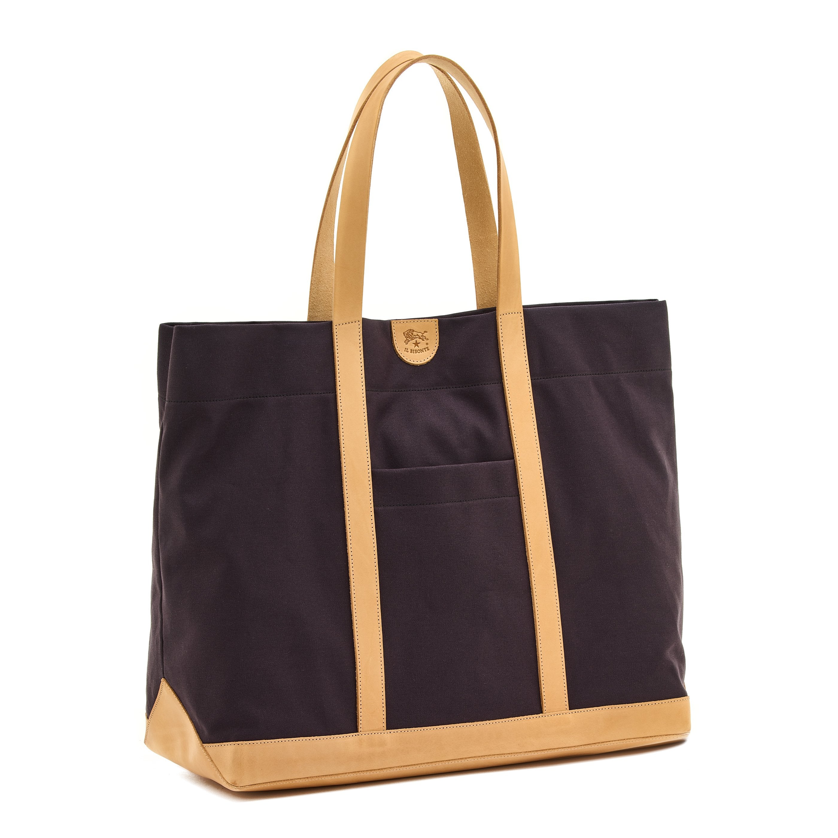 Il Bisonte Shopping Tote Damen Blau Canvas Leder