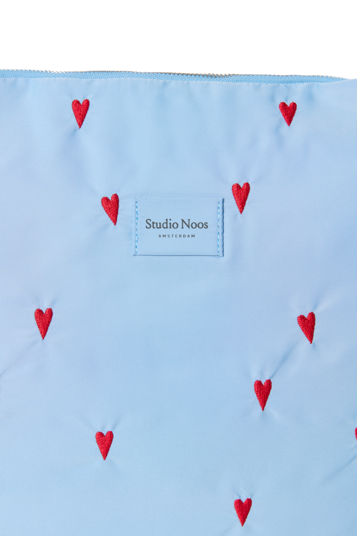 Studio Noos Puffy Wickeltasche Hellblau Herzen gesteppt