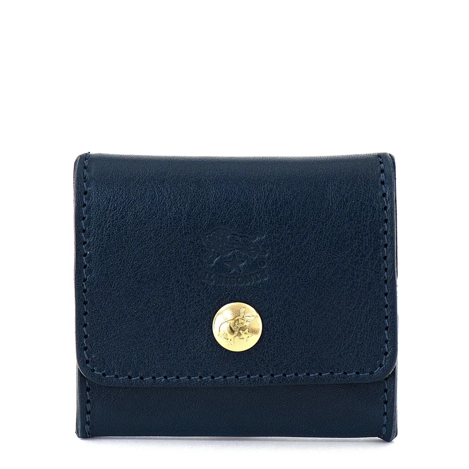 Il Bisonte Münzbeutel Vollleder blau Druckknopf