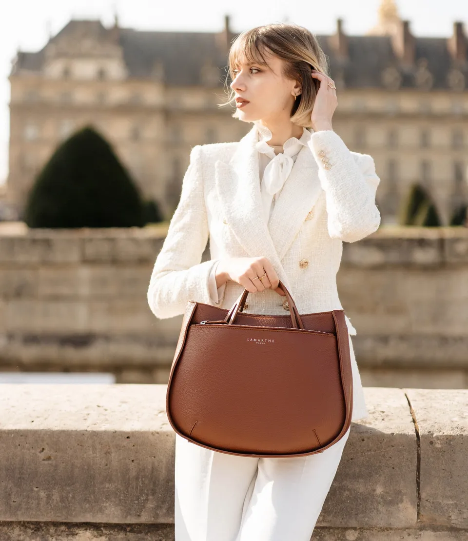 Lamarthe Fidèle Handtasche M Cognacbraun Rindsleder