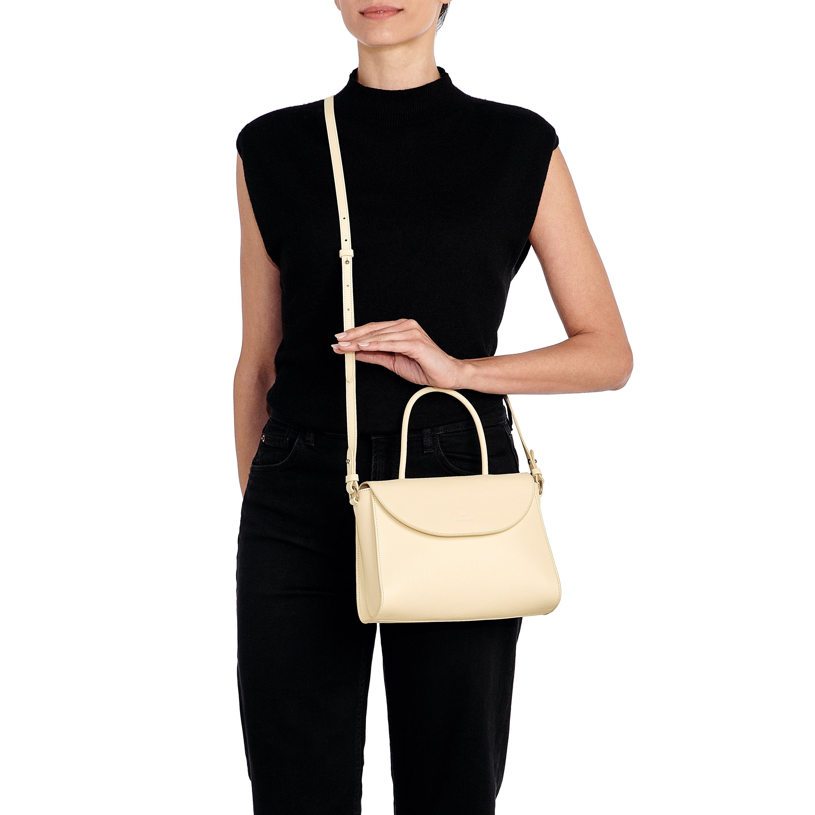 Il Bisonte 1978 Handtasche Rindsleder Milchweiß