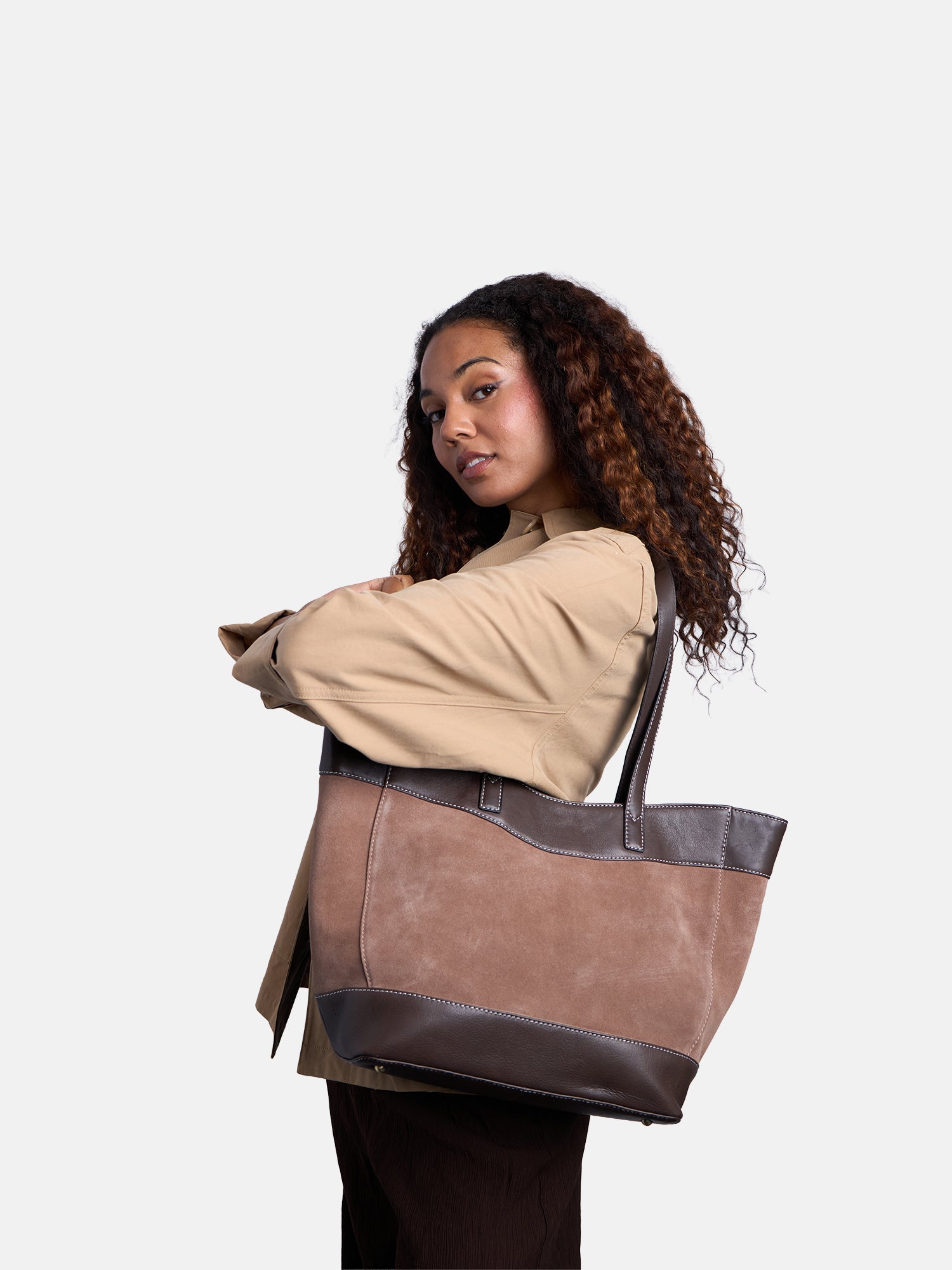 RE:DESIGNED Sol Big Handtasche Grau Vollleder
