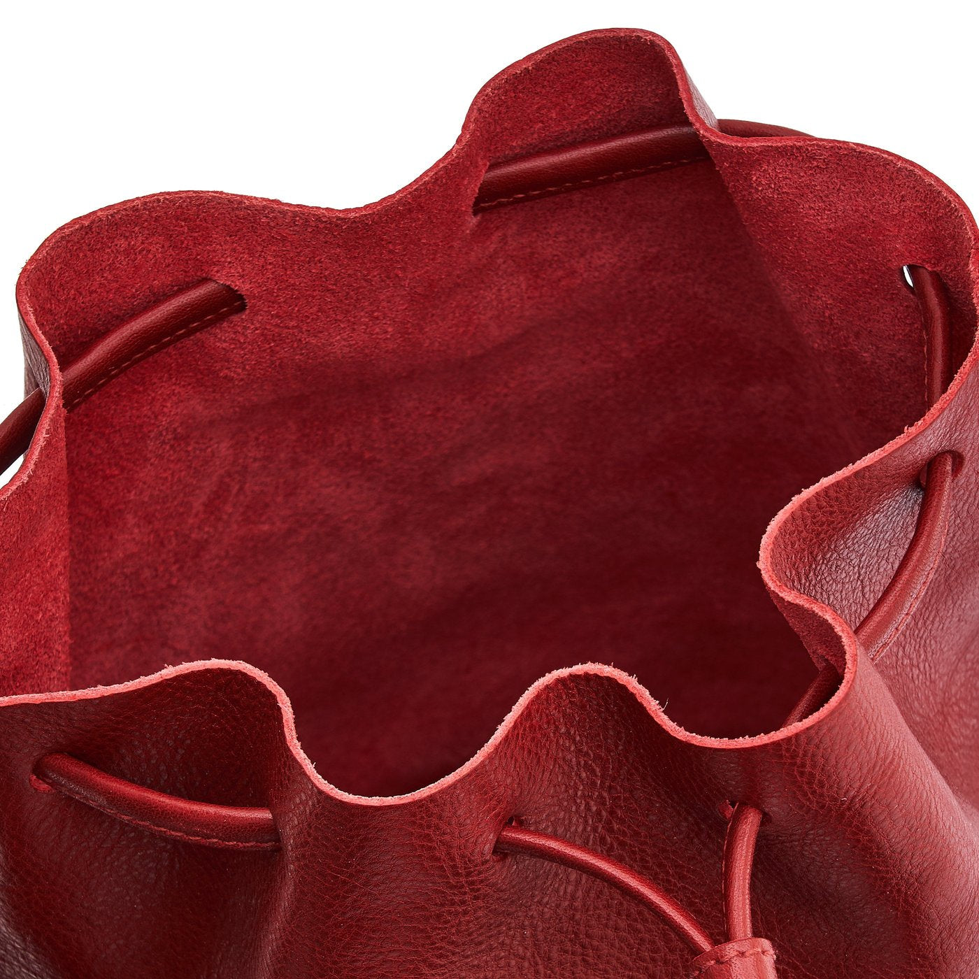 Il Bisonte Silvia Beuteltasche Vollleder Rot Kordelzug