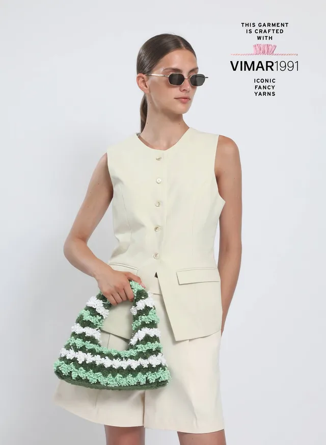 Maria la Rosa Moss Bag Clutch Grün Häkel-Optik