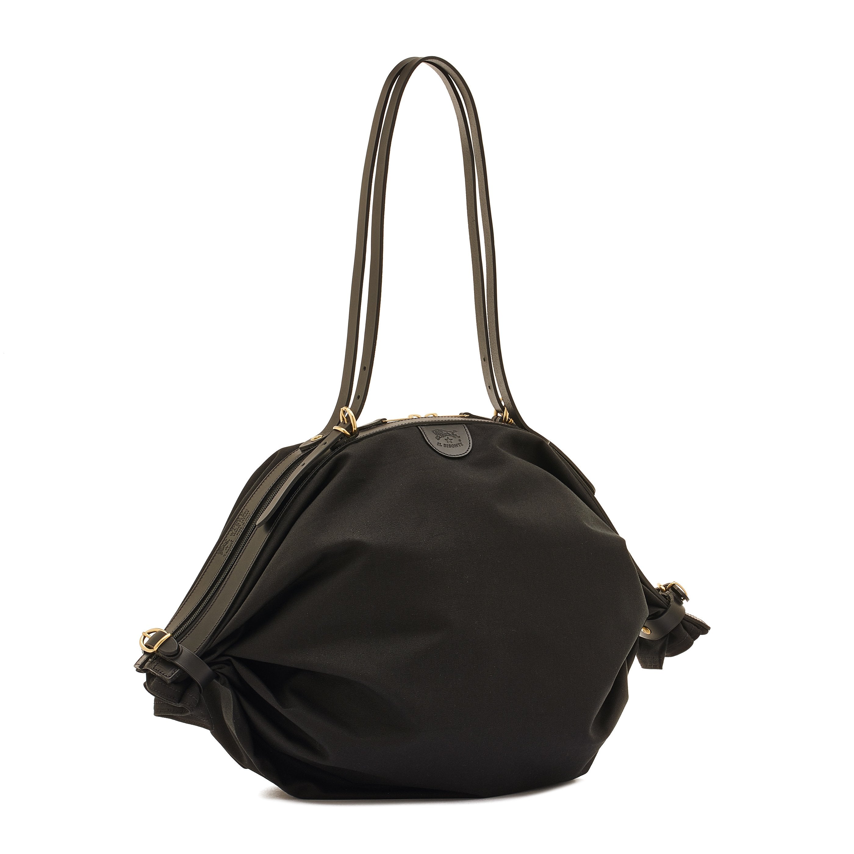 Il Bisonte Caramella Schultertasche Schwarz Vollleder-Trim
