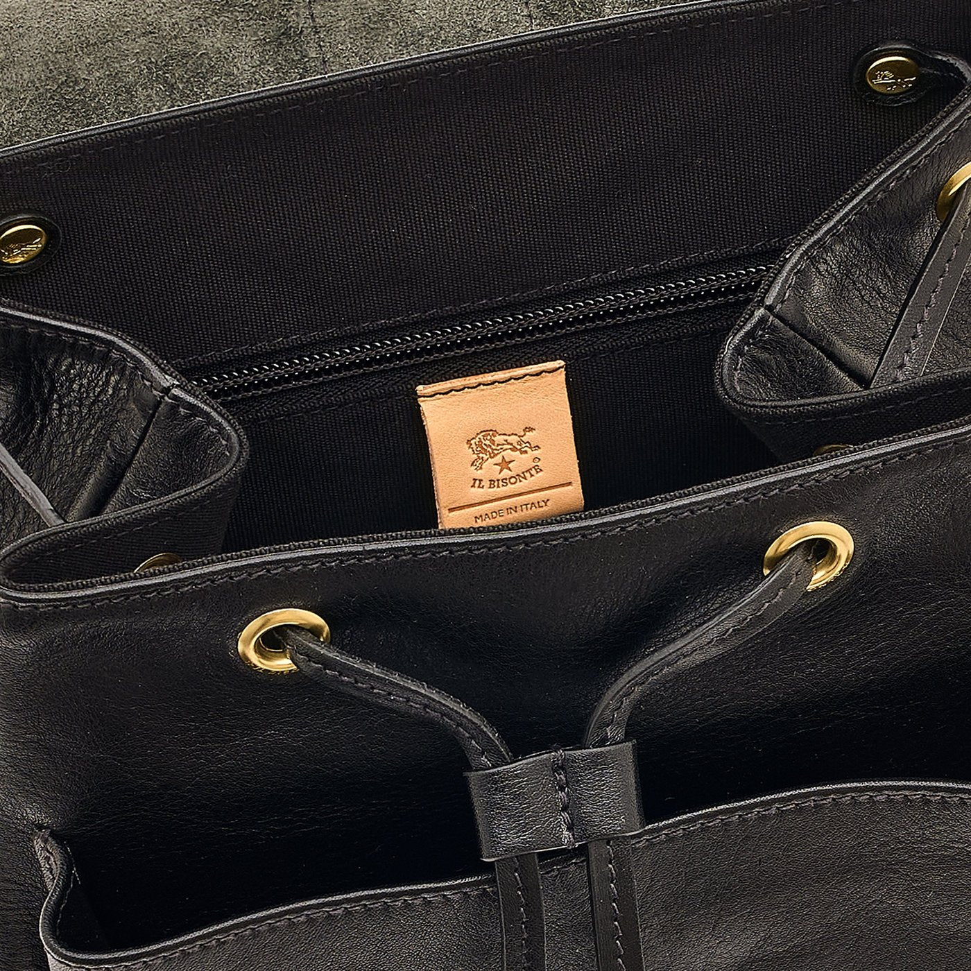 Il Bisonte Linea 1990 Rucksack Schwarz Vollleder