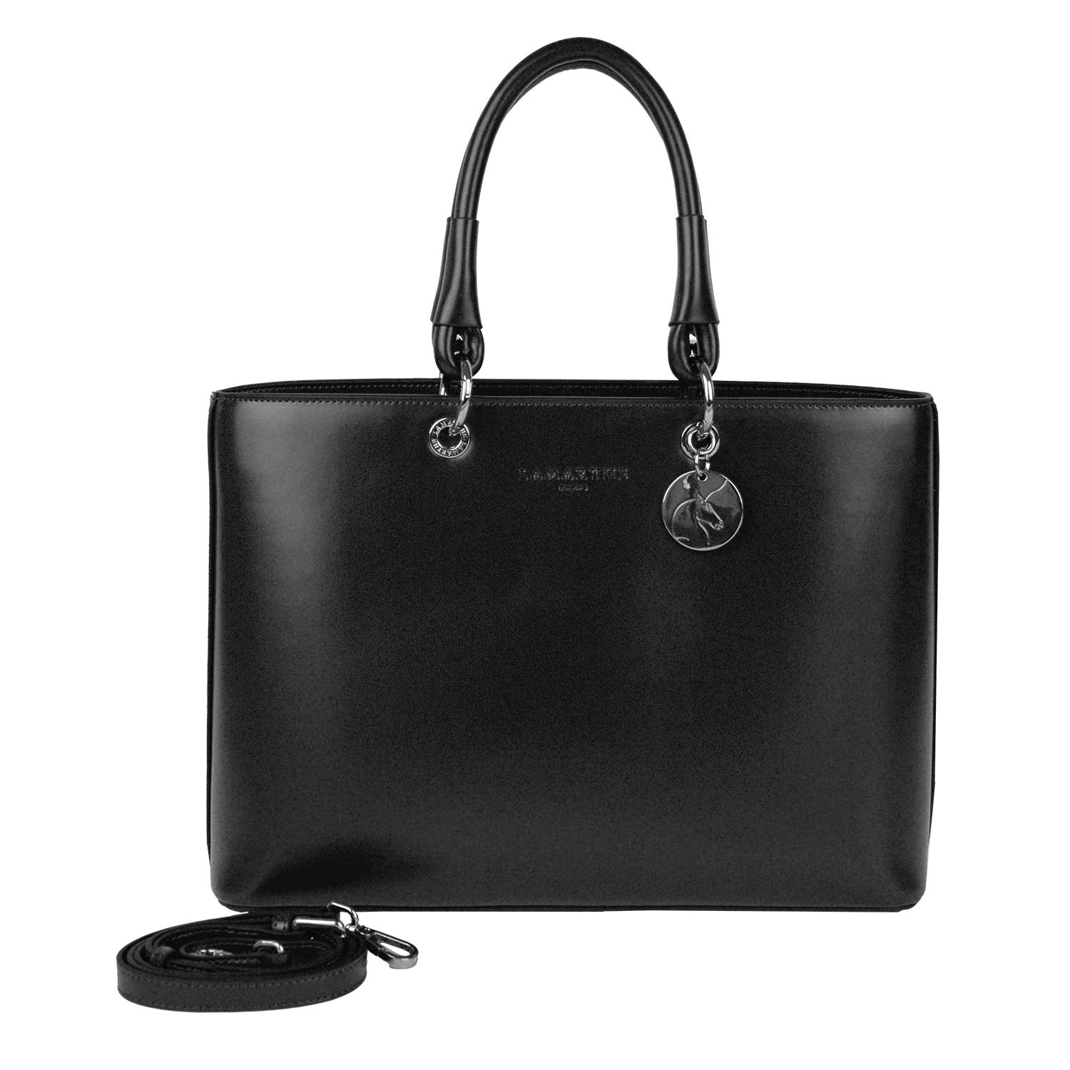 Lamarthe Caprice Handtasche Schwarz Spaltleder