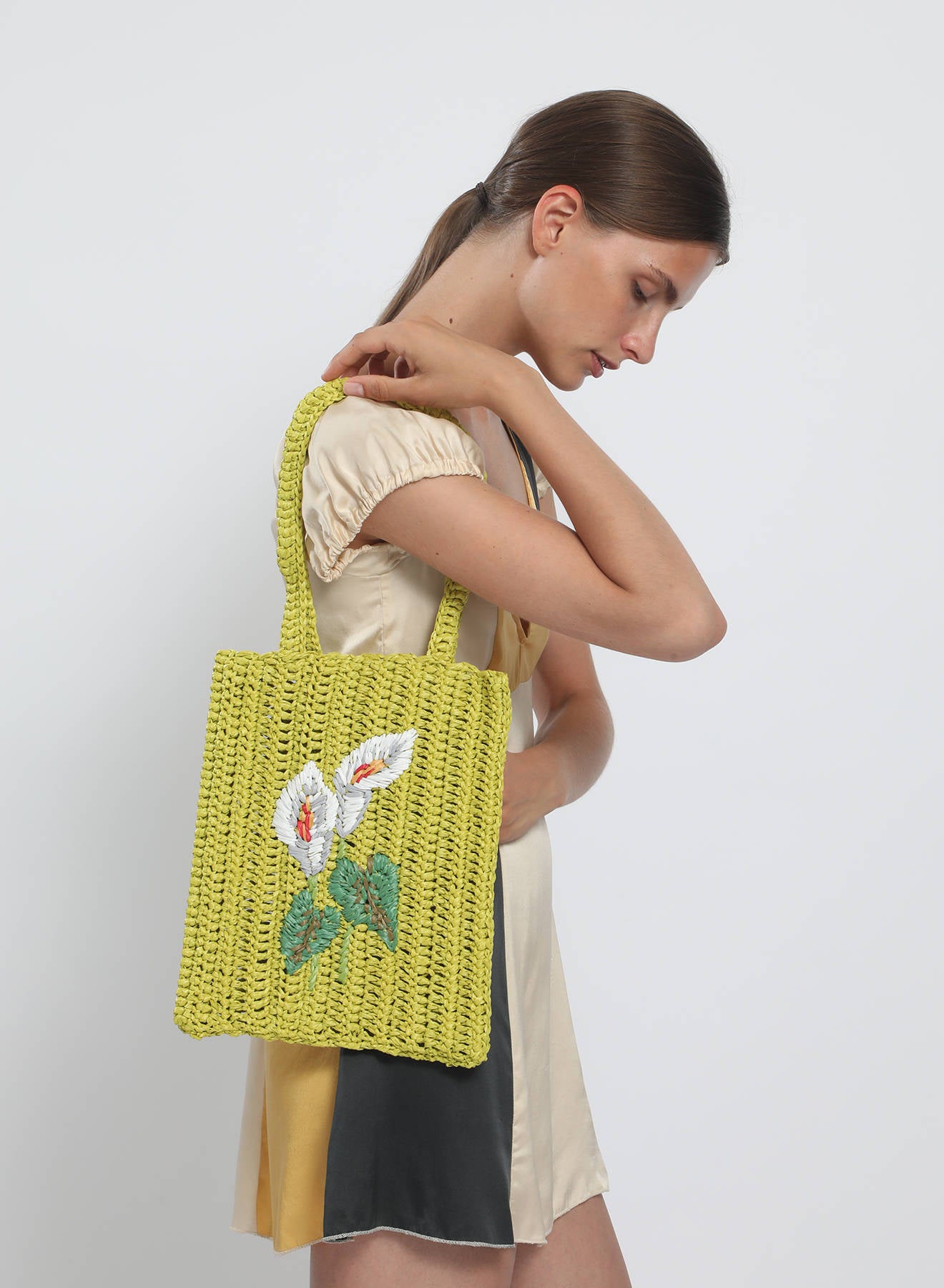 Maria la Rosa Calla Crochet Bag Tote Tasche Lime