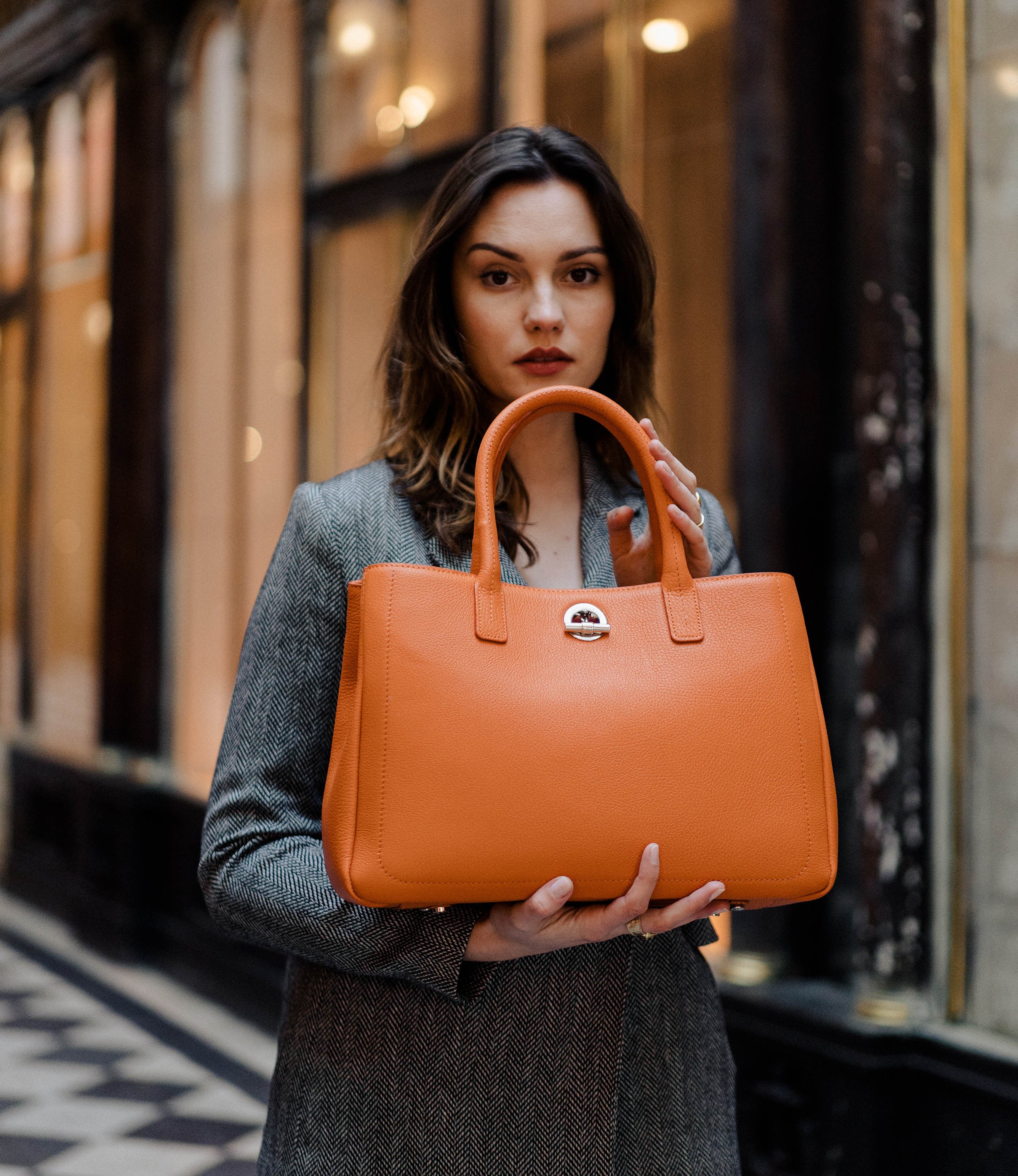 Lamarthe Paris Handtasche Orange Vollleder