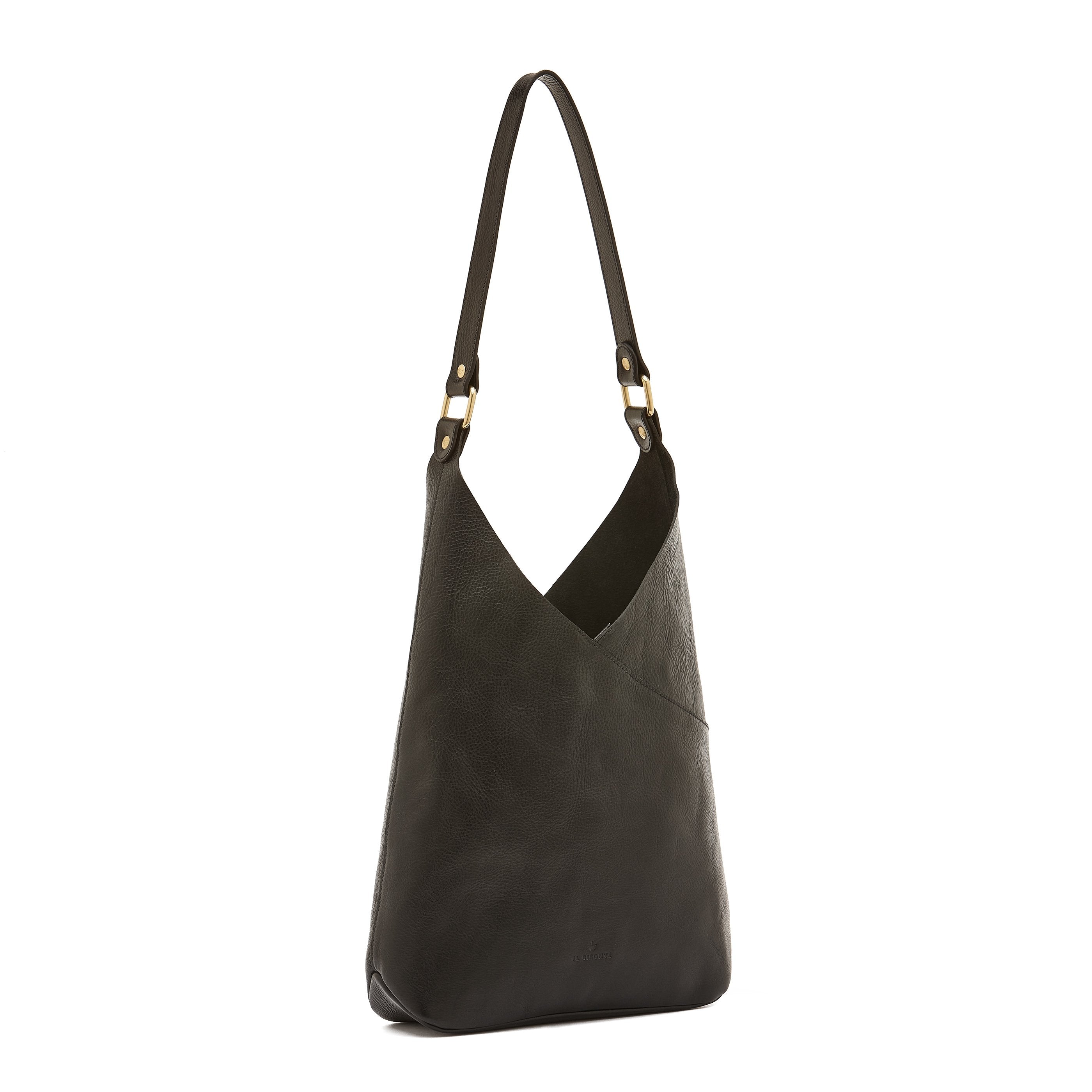 Il Bisonte Malibu Schultertasche Schwarz Vollleder