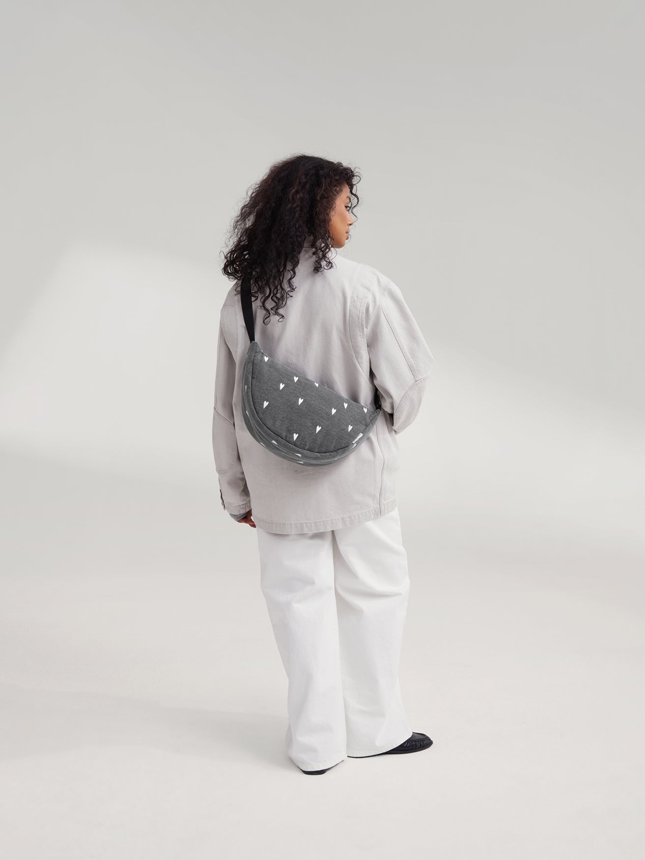 Studio Noos Denim Bauchtasche Grey Hearts Grau Denim