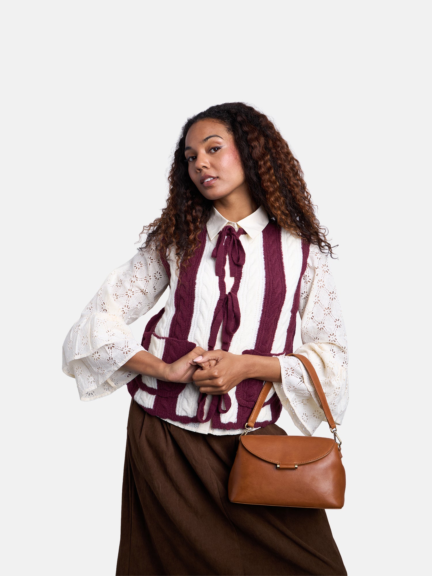 RE:DESIGNED Sonia 6674 Schultertasche Tan Vollleder